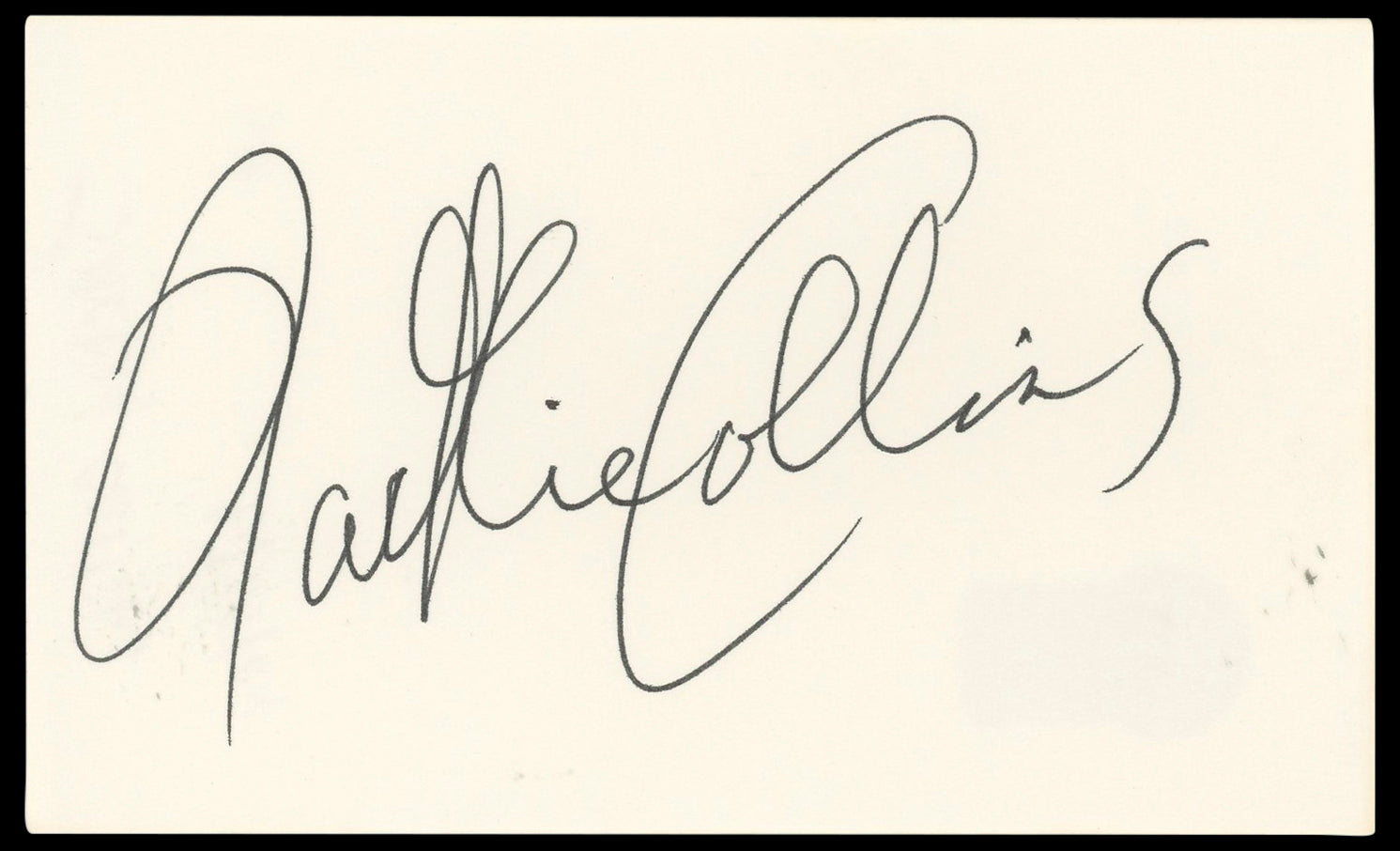 Jackie Collins Authentic Signed 3x5 Index Card Autographed BAS #BP50607