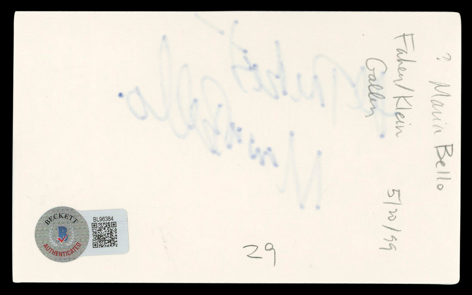 Maria Bello Permanent Midnight "All The Best" Signed 3x5 Index Card BAS #BL96384