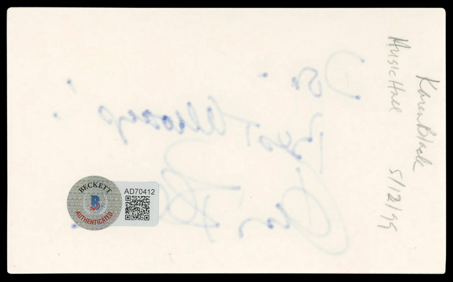 Karen Black The Great Gatsby "Best Wishes" Signed 3x5 Index Card BAS #AD70412