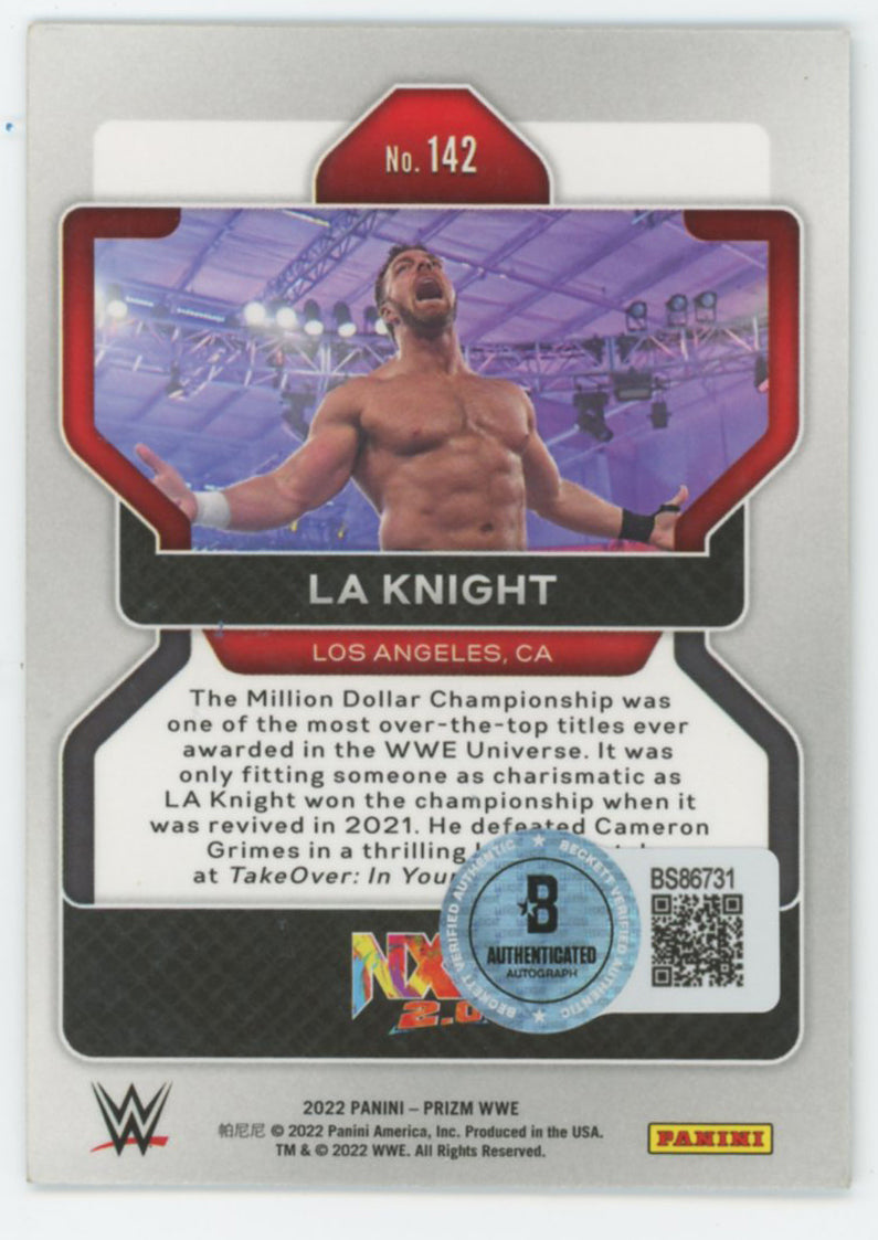 LA Knight WWE Authentic Signed 2022 Panini Prizm #142 Card BAS #BS86731