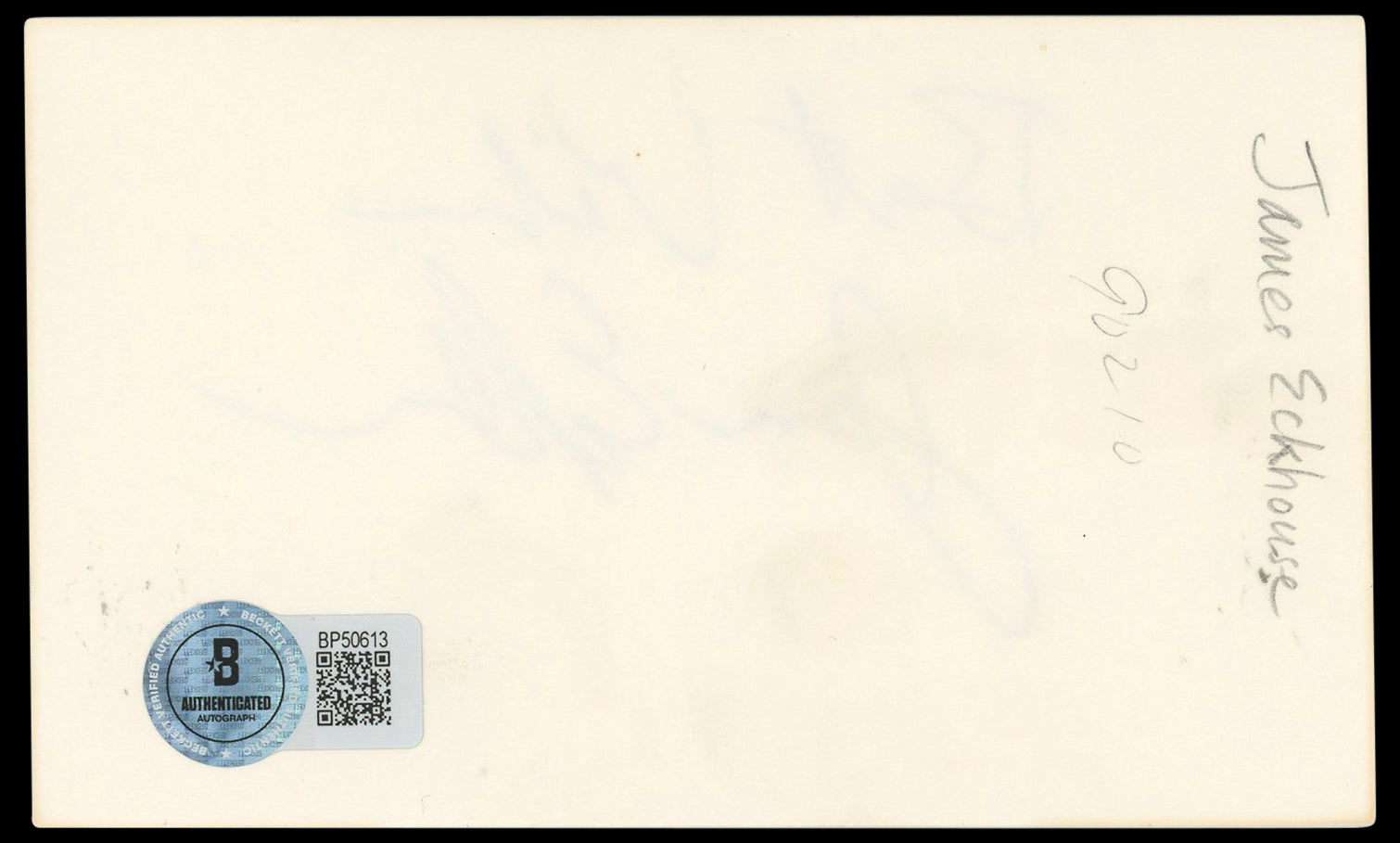 James Eckhouse Beverly Hills, 90210 Authentic Signed 3x5 Index Card BAS #BP50613