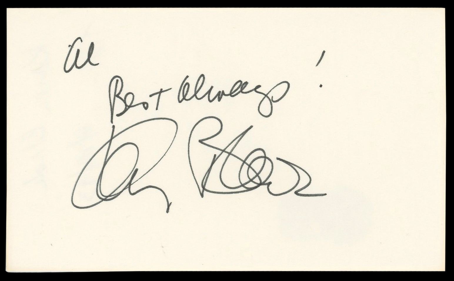 Karen Black The Great Gatsby "Best Always" Signed 3x5 Index Card BAS #AD70410