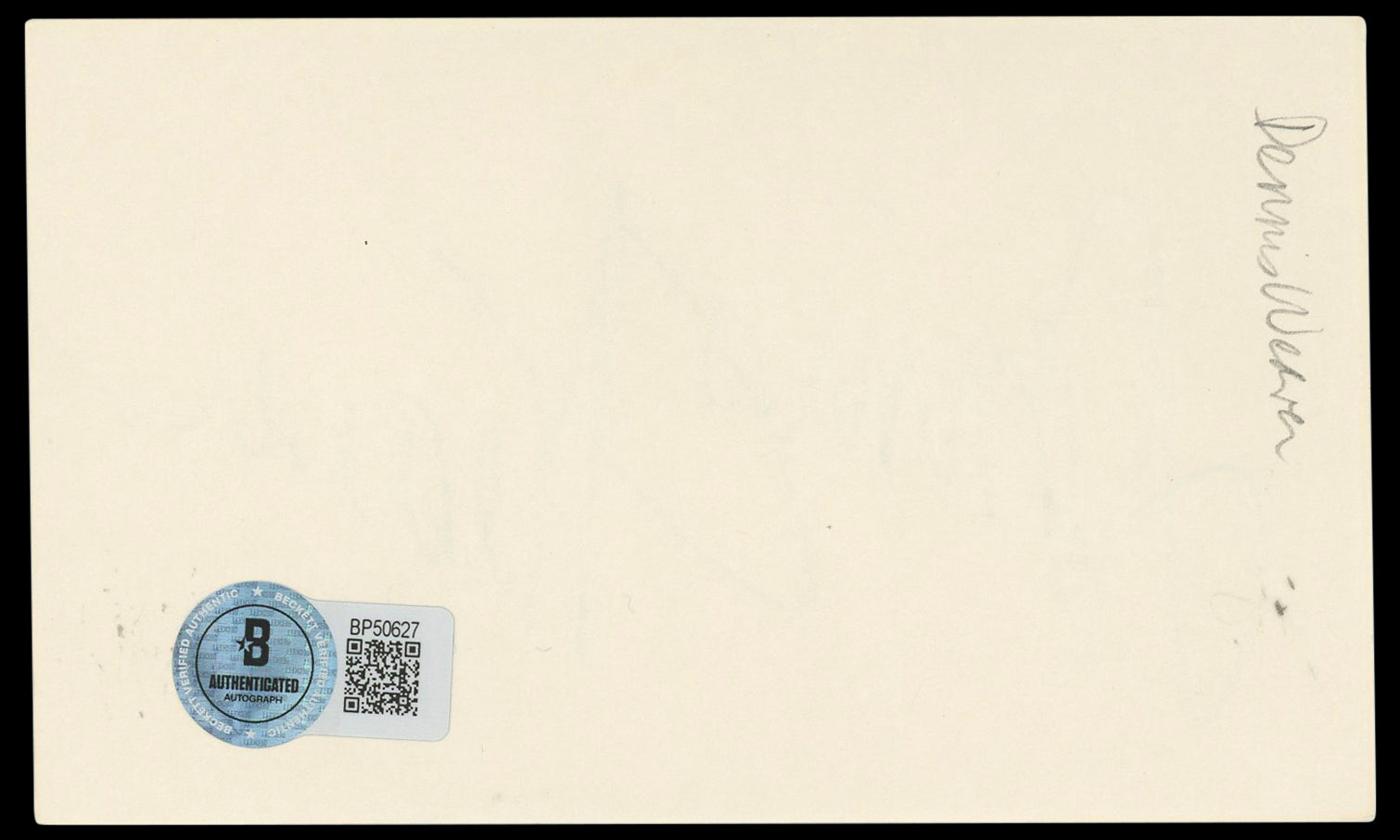 Dennis Weaver Gunsmoke Authentic Signed 3x5 Index Card Autographed BAS #BP50627