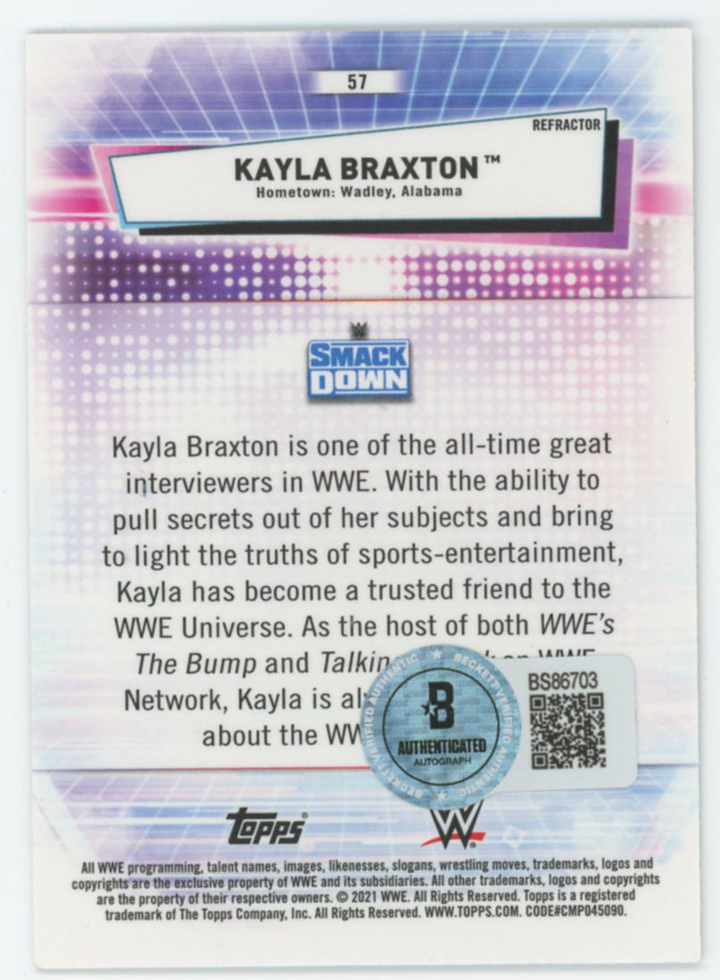 Kayla Braxton WWE Authentic Signed 2021 Topps #57 Card BAS #BS86703