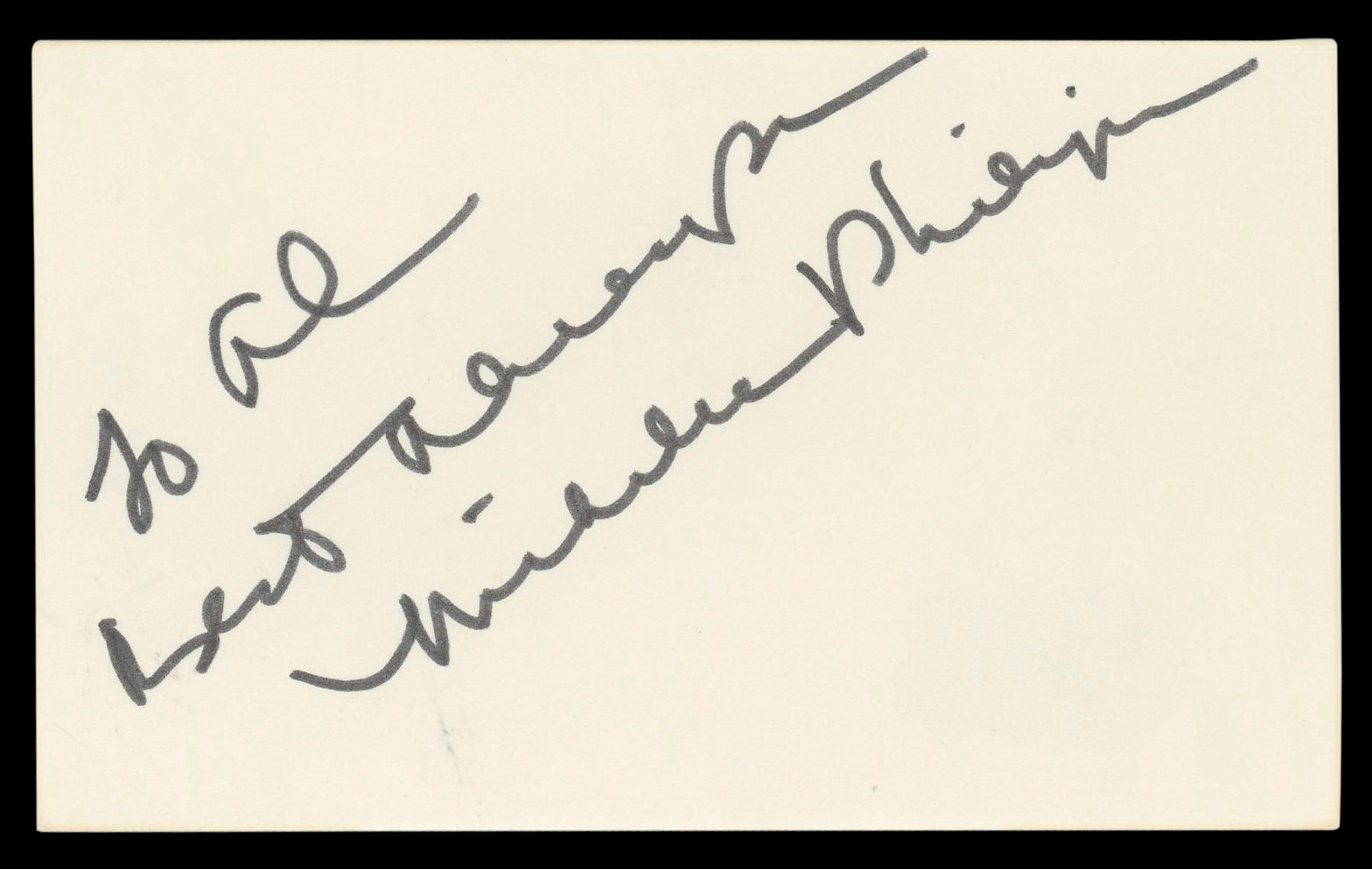 Michelle Phillips Knots Landing "To Al" Signed 3x5 Index Card BAS #BL96506