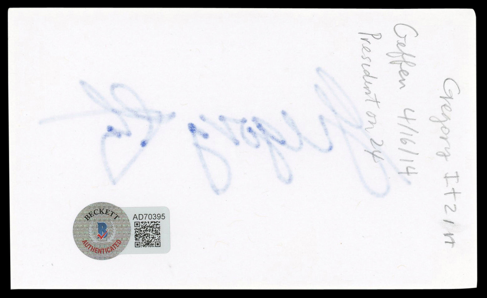 Gregory Itzin Star Trek Authentic Signed 3x5 Index Card Autographed BAS #AD70395
