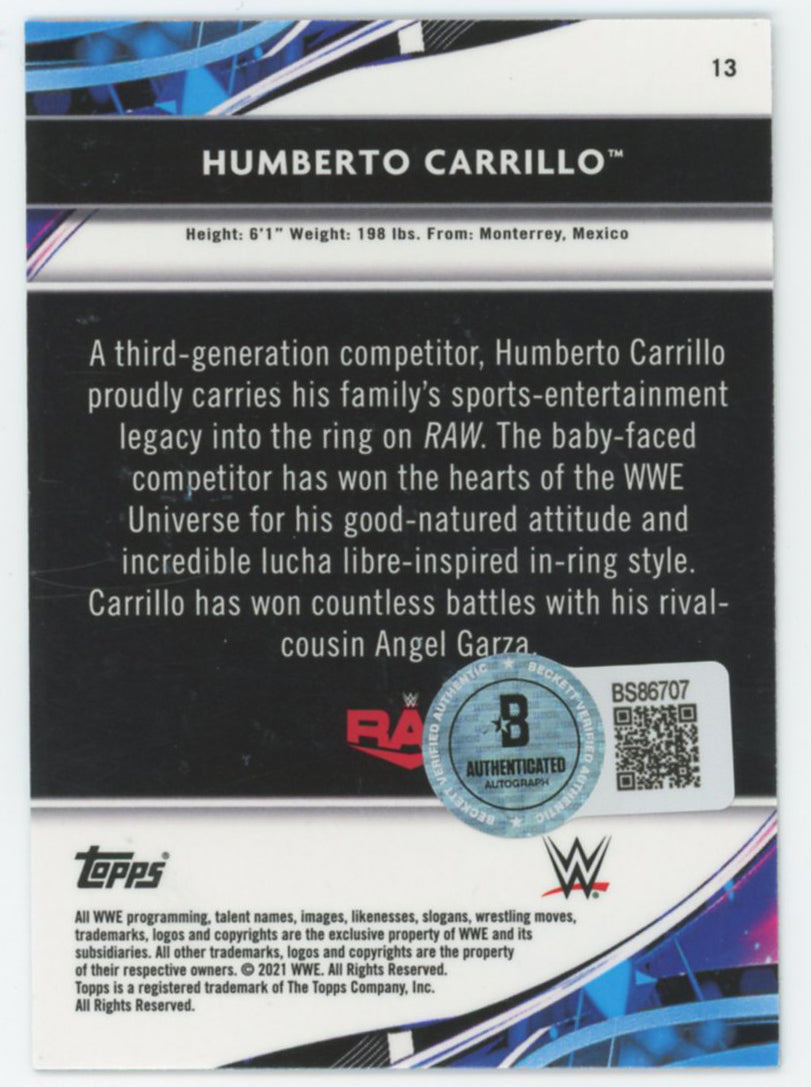 Humberto Carrillo WWE Authentic Signed 2021 Topps #13 Card BAS #BS86707