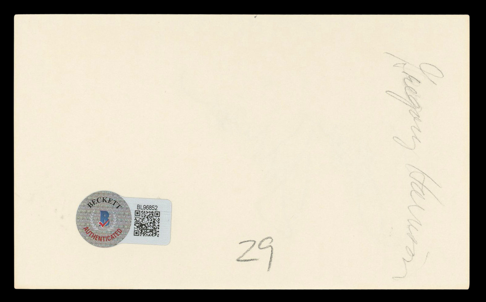 Gregory Harrison Trapper John, M.D. Authentic Signed 3x5 Index Card BAS #BL96852