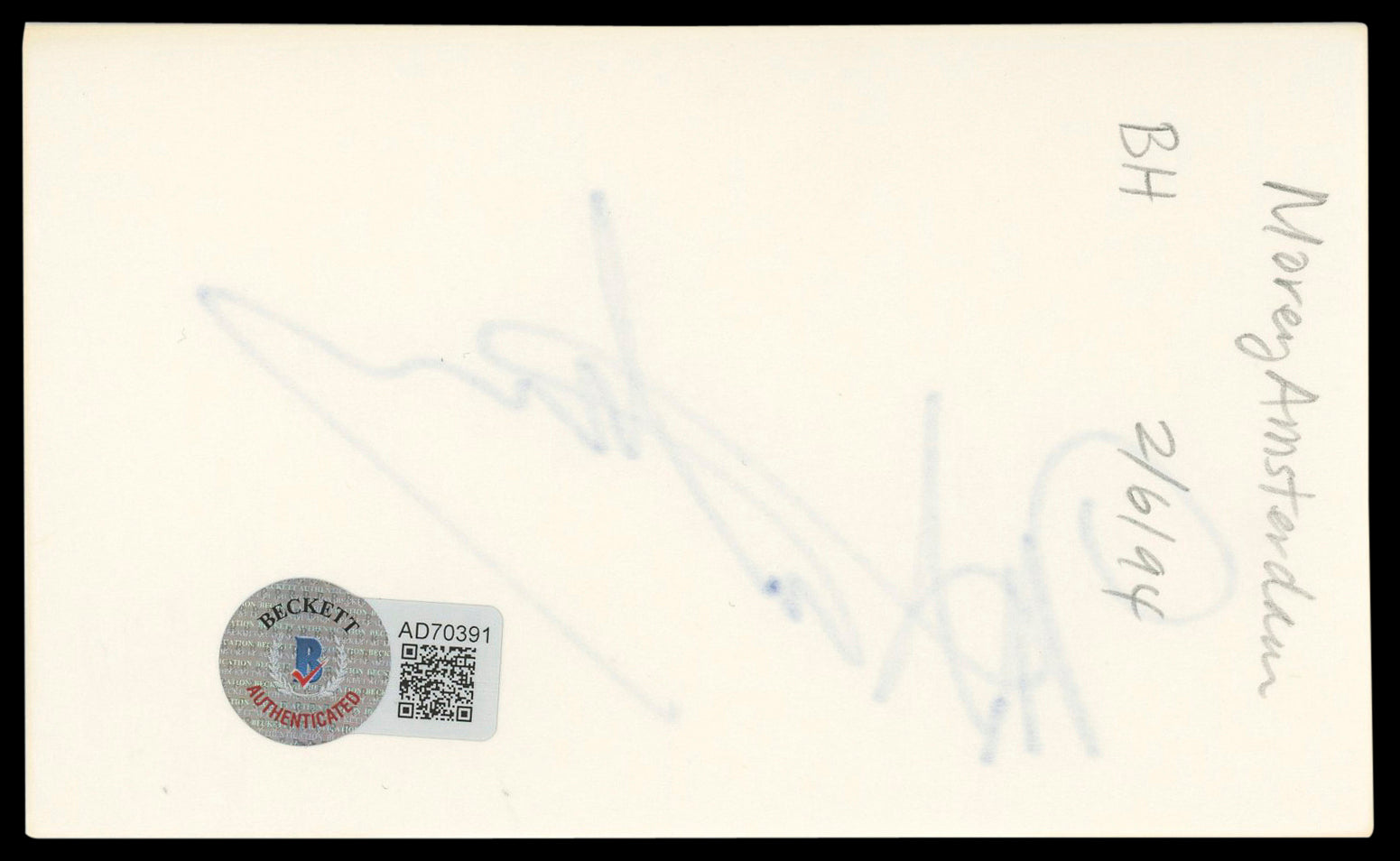 Morey Amsterdam The Dick Van Dyke Show Signed 3x5 Index Card BAS #AD70391