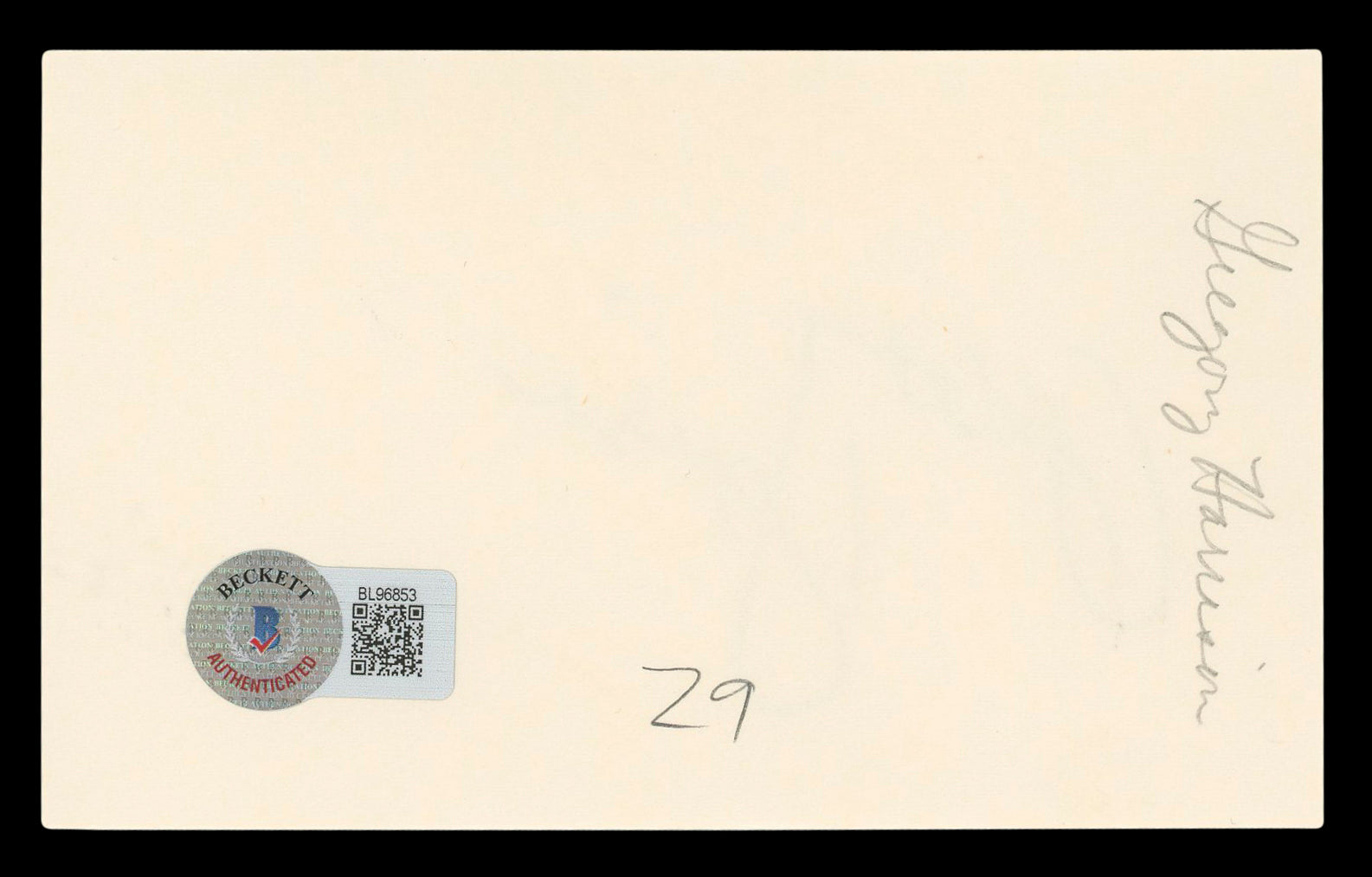 Gregory Harrison Trapper John, M.D. Authentic Signed 3x5 Index Card BAS #BL96853