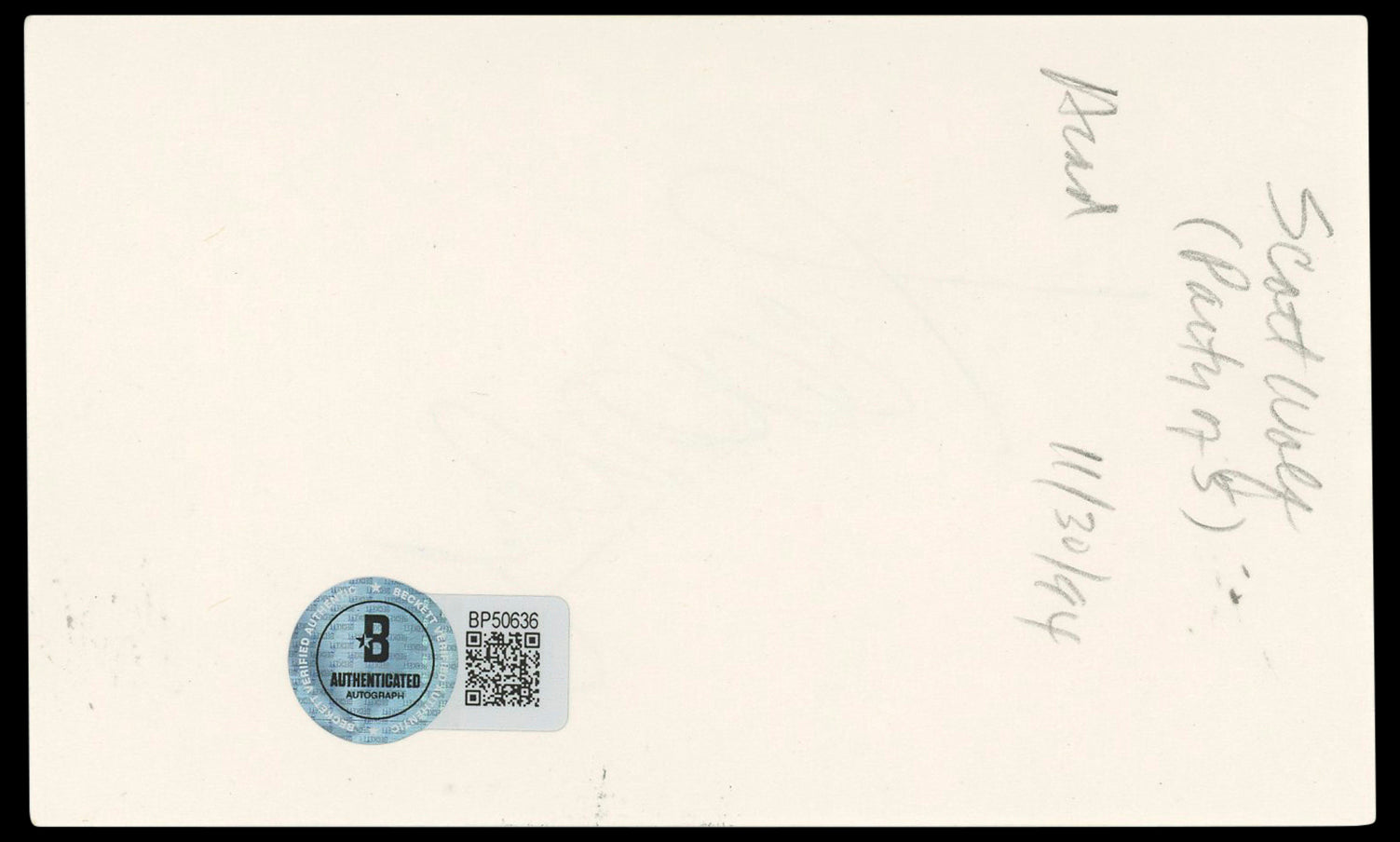 Scott Wolf Party of Five Signed 3x5 Index Card Autographed BAS #BP50636