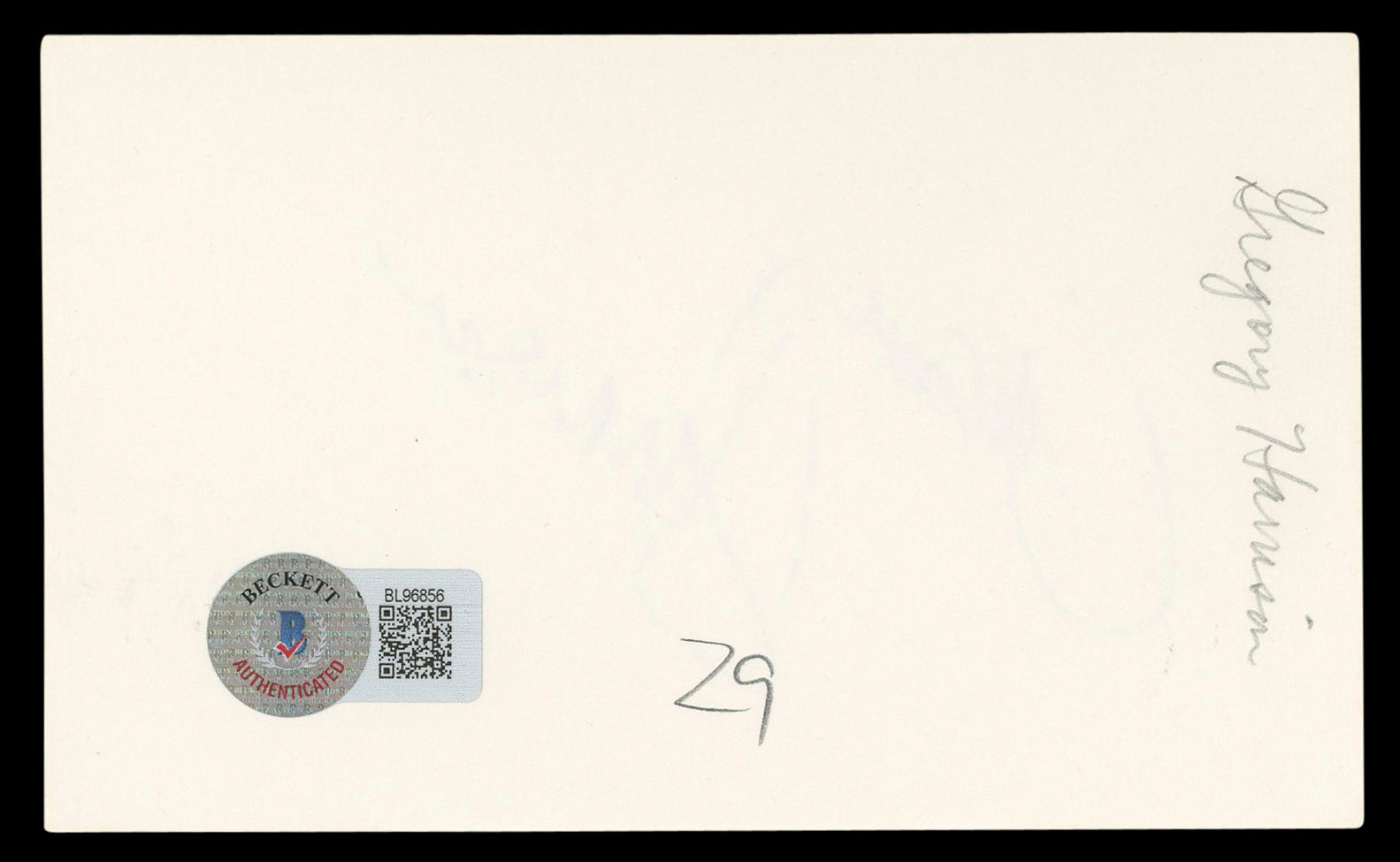 Gregory Harrison Trapper John, M.D. Authentic Signed 3x5 Index Card BAS #BL96856