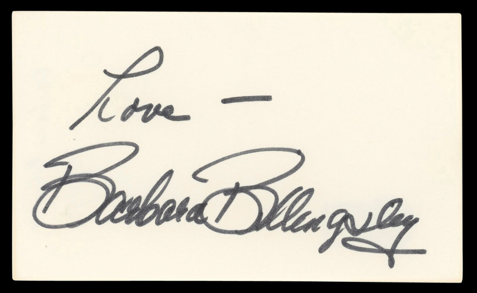 Barbara Billingsley Leave It to Beaver "Love" Signed 3x5 Index Card BAS #BM56920