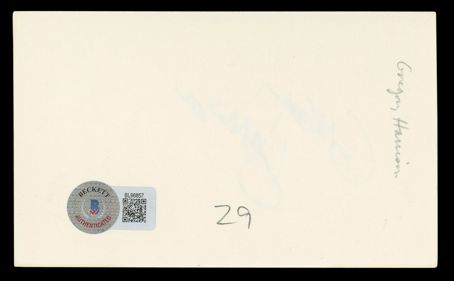 Gregory Harrison Trapper John, M.D. Authentic Signed 3x5 Index Card BAS #BL96857