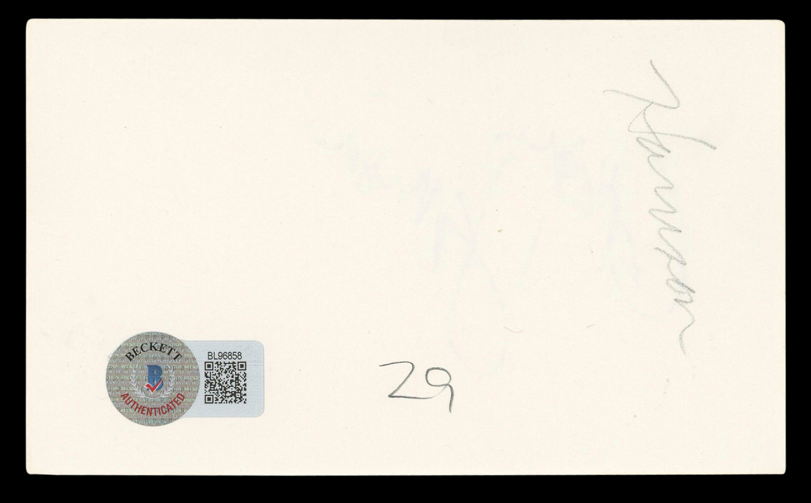Gregory Harrison Trapper John, M.D. Authentic Signed 3x5 Index Card BAS #BL96858