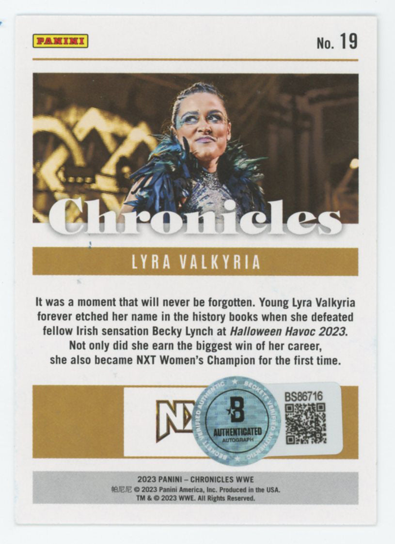 Lyra Valkyria WWE Authentic Signed 2023 Panini Chronicles #19 Card BAS #BS86716