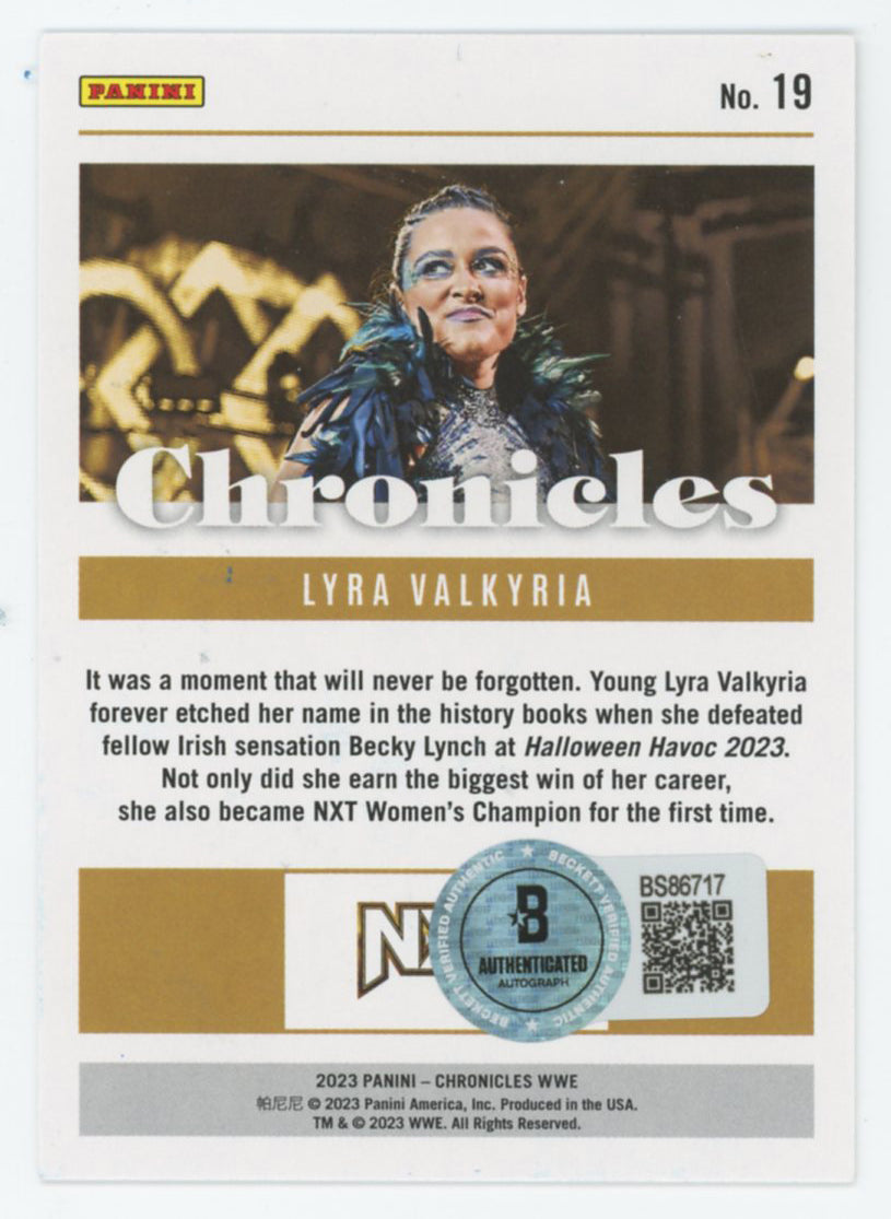 Lyra Valkyria WWE Authentic Signed 2023 Panini Chronicles #19 Card BAS #BS86717
