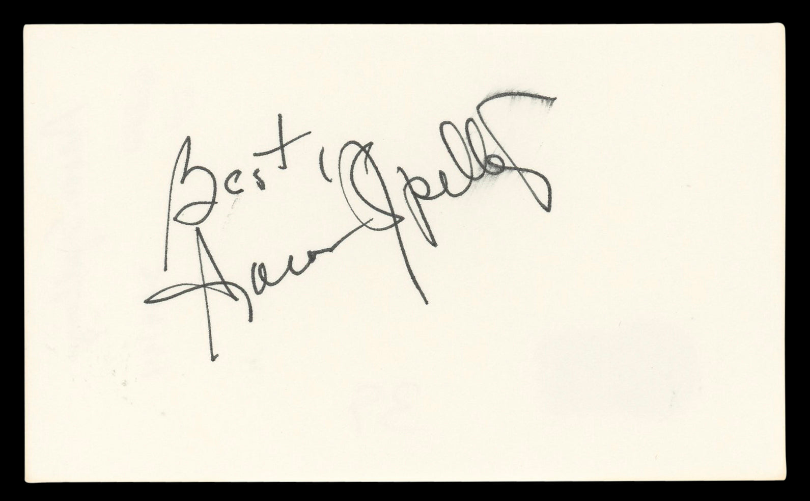 Aaron Spelling Charlie's Angels "Best" Signed 3x5 Index Card BAS #BL96867