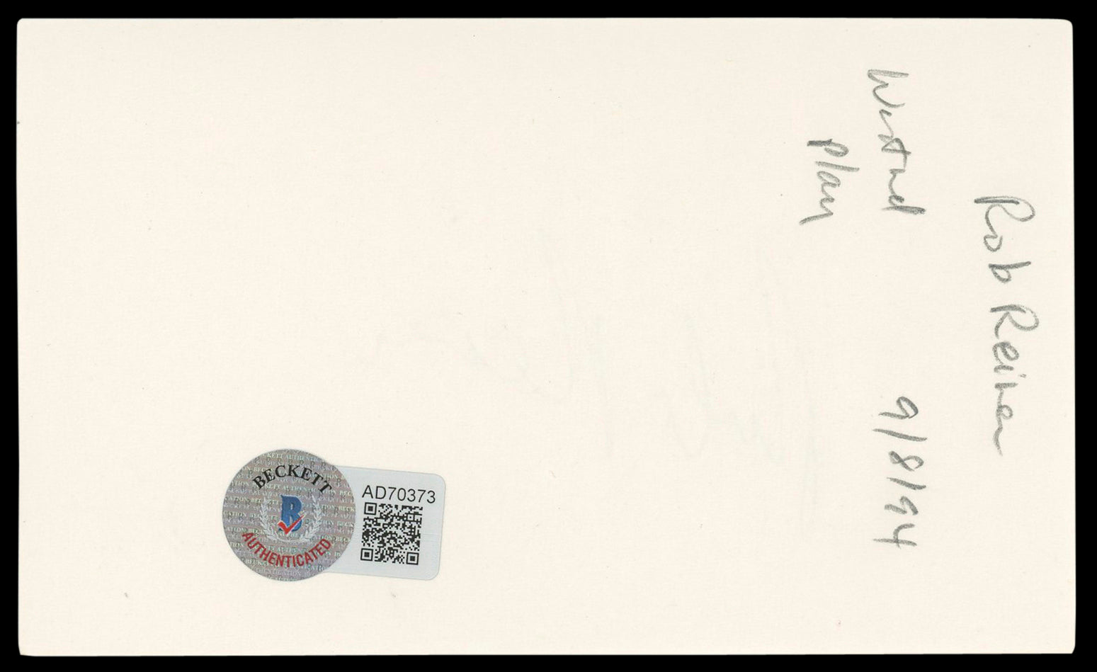 Rob Reiner All In The Family Signed 3x5 Index Card Autographed BAS #AD70373