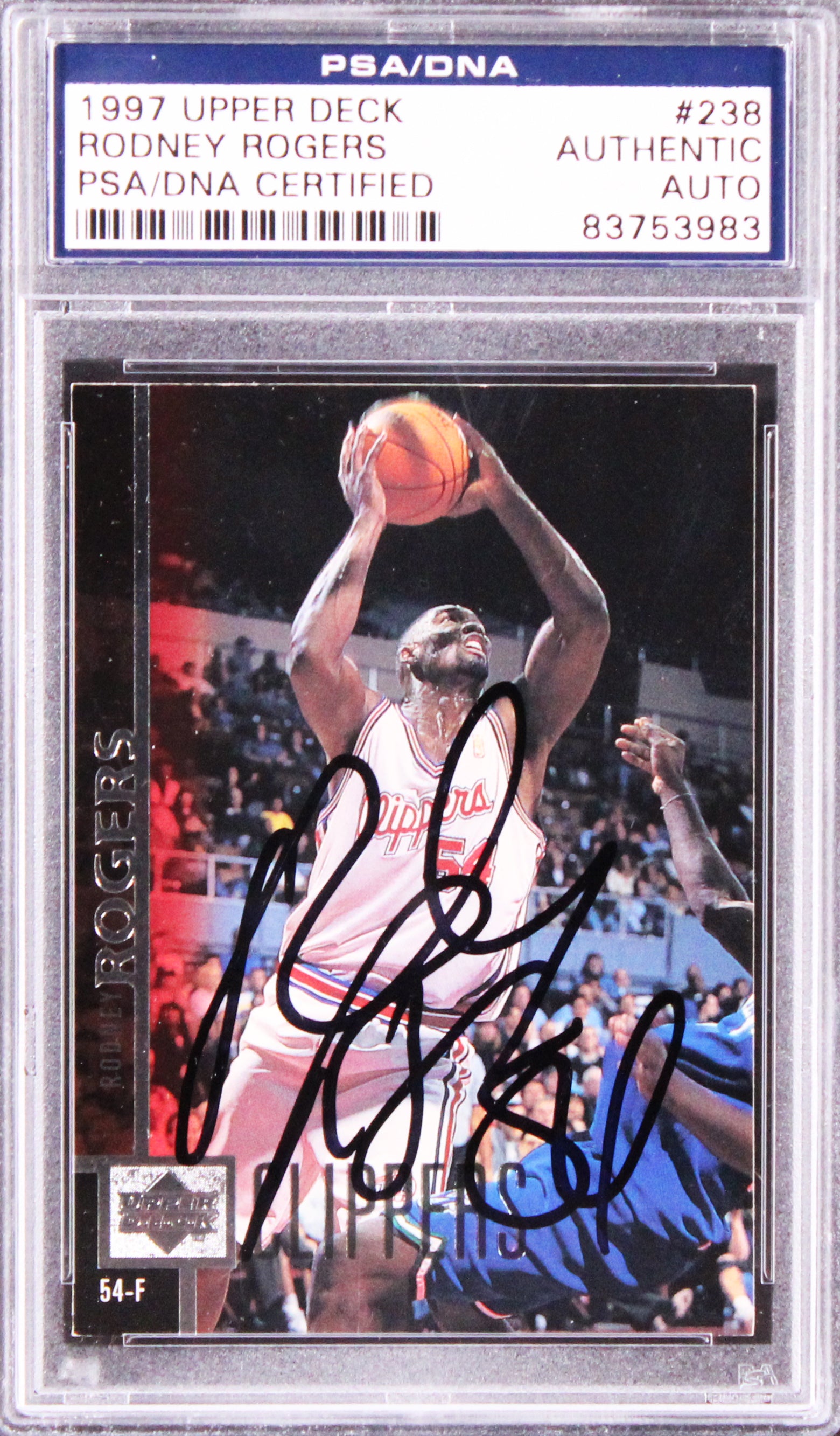 Clippers Rodney Rogers Authentic Signed 1997 Upper Deck #238 Card PSA/DNA Slab