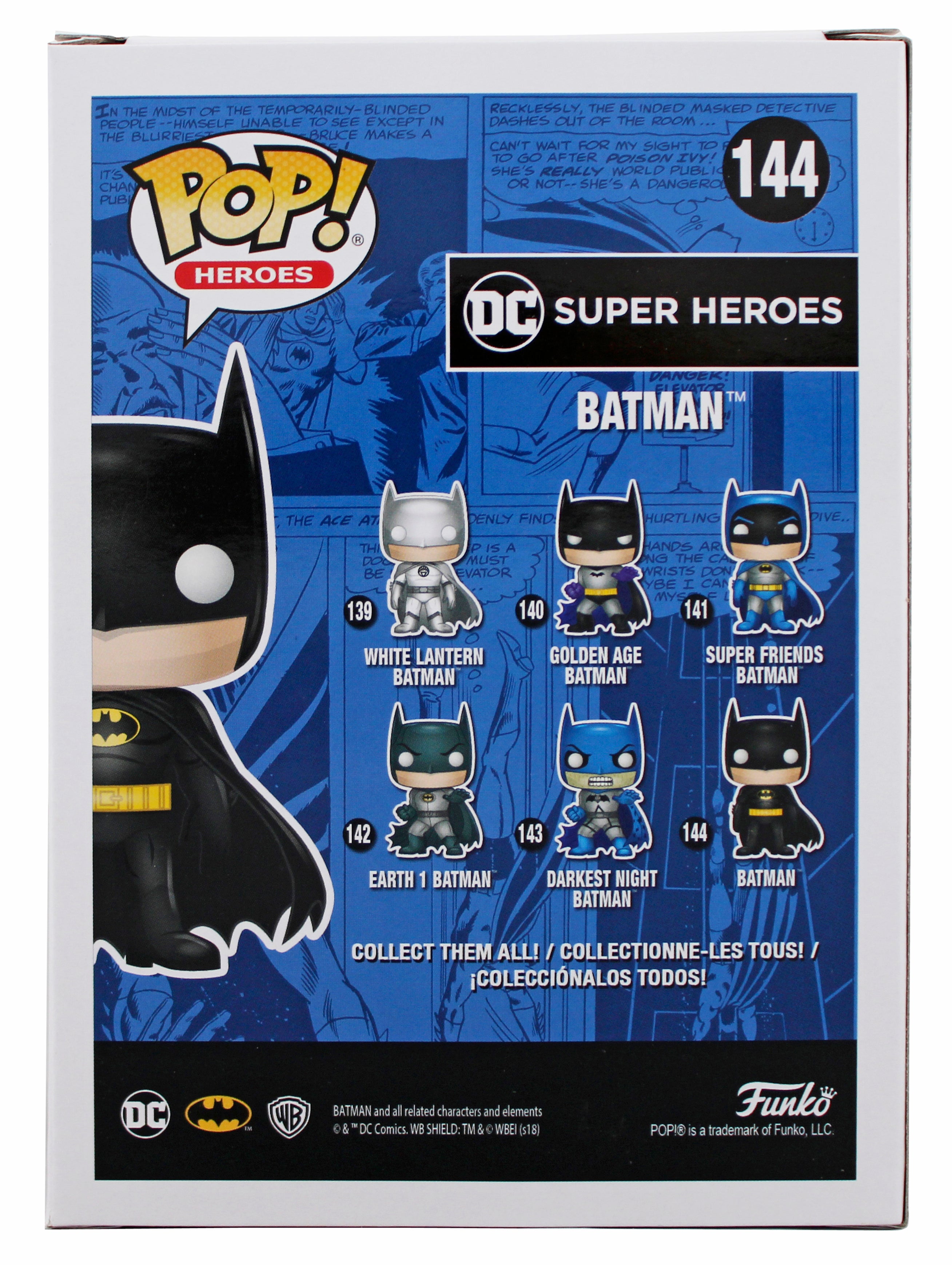 Christian Bale Batman Begins Signed DC #144 Batman Funko Pop Vinyl Figure BAS