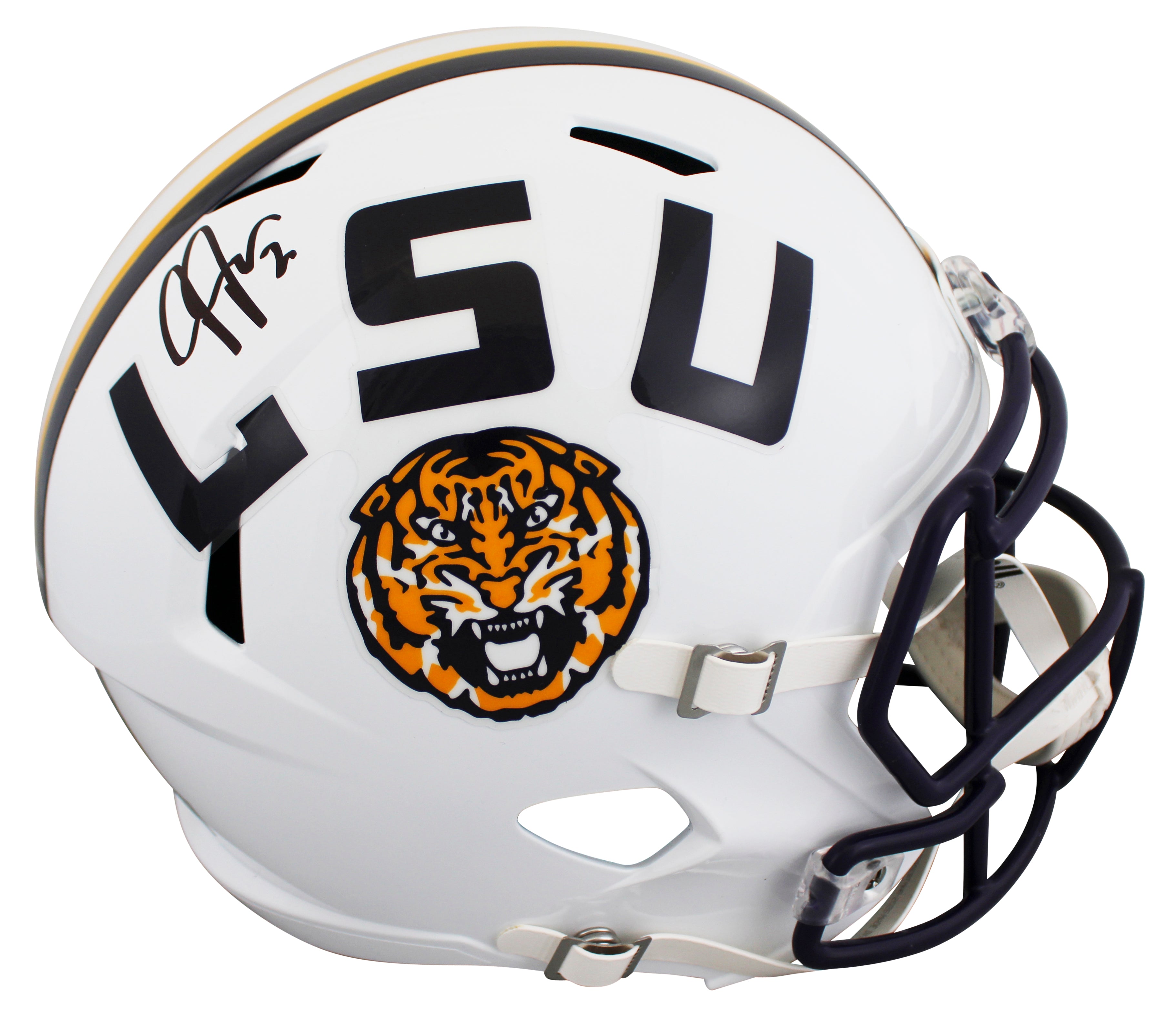 LSU Justin Jefferson Signed White Full Size Speed Rep Helmet BAS Witnessed