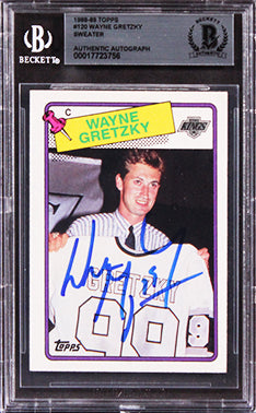 Kings Wayne Gretzky Authentic Signed 1988 Topps #120 Sweater Card BAS Slabbed