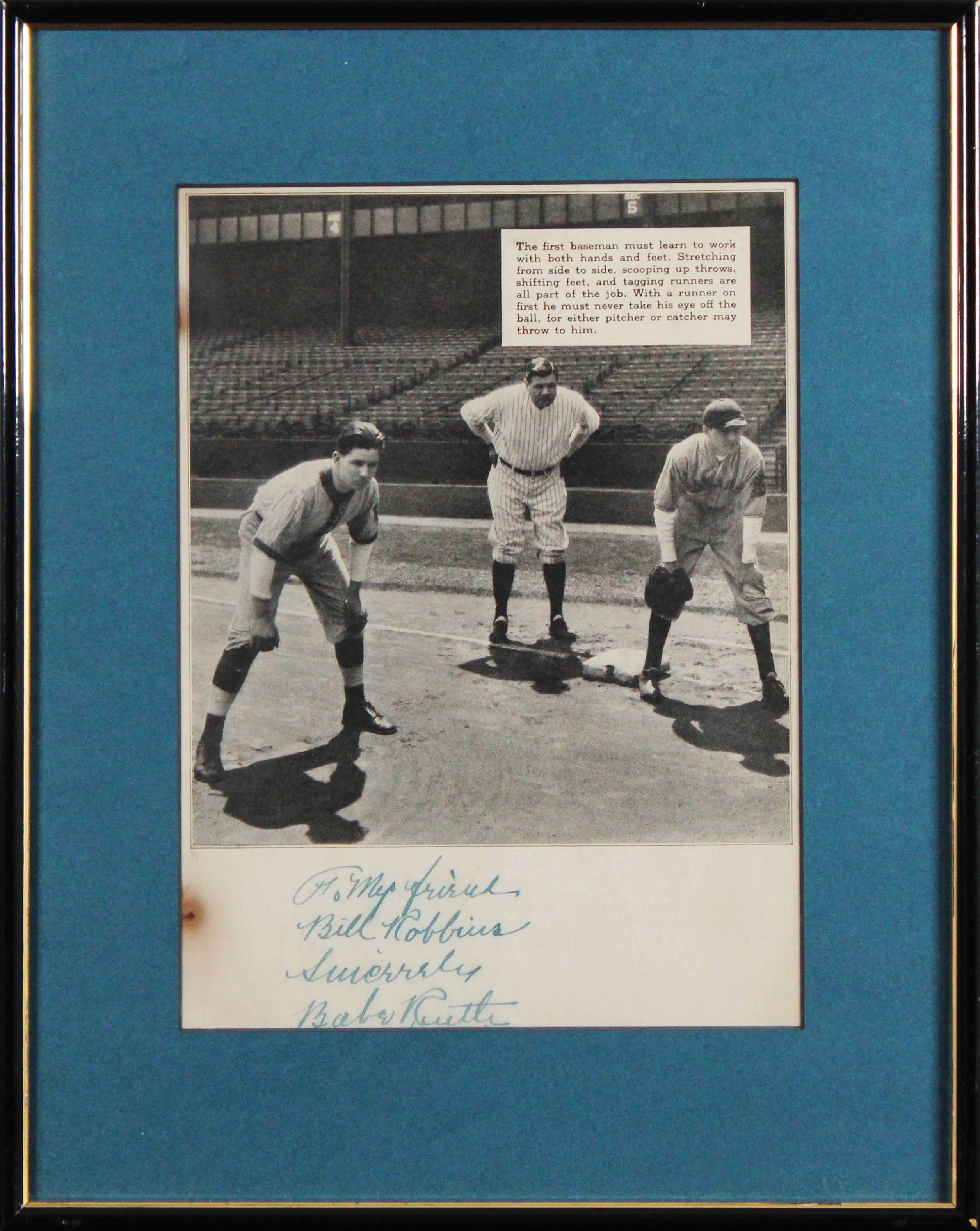 Yankees Babe Ruth "Sincerely" Signed & Framed 8x10.5 Magazine Page BAS #AE65714