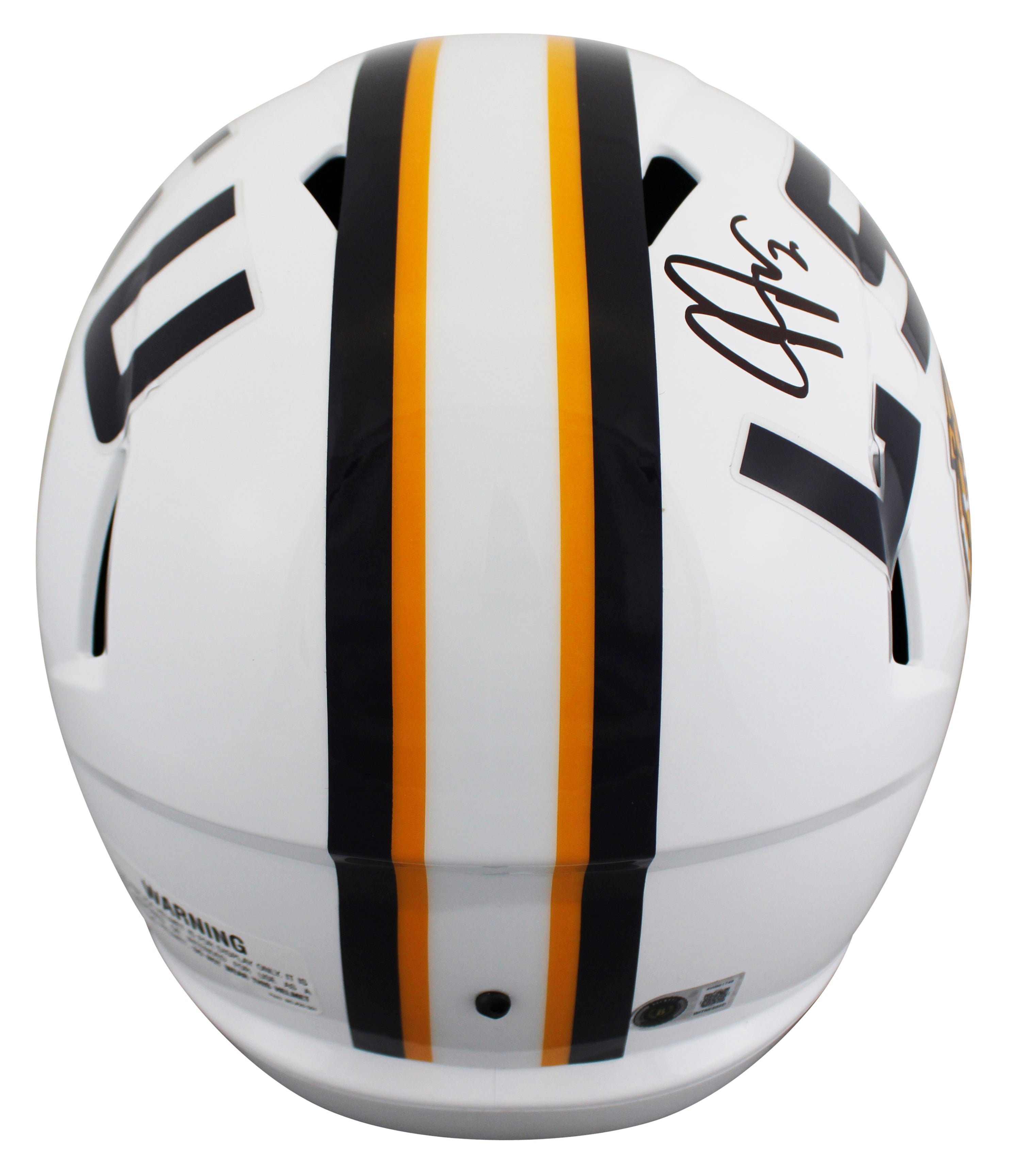 LSU Justin Jefferson Signed White Full Size Speed Rep Helmet BAS Witnessed