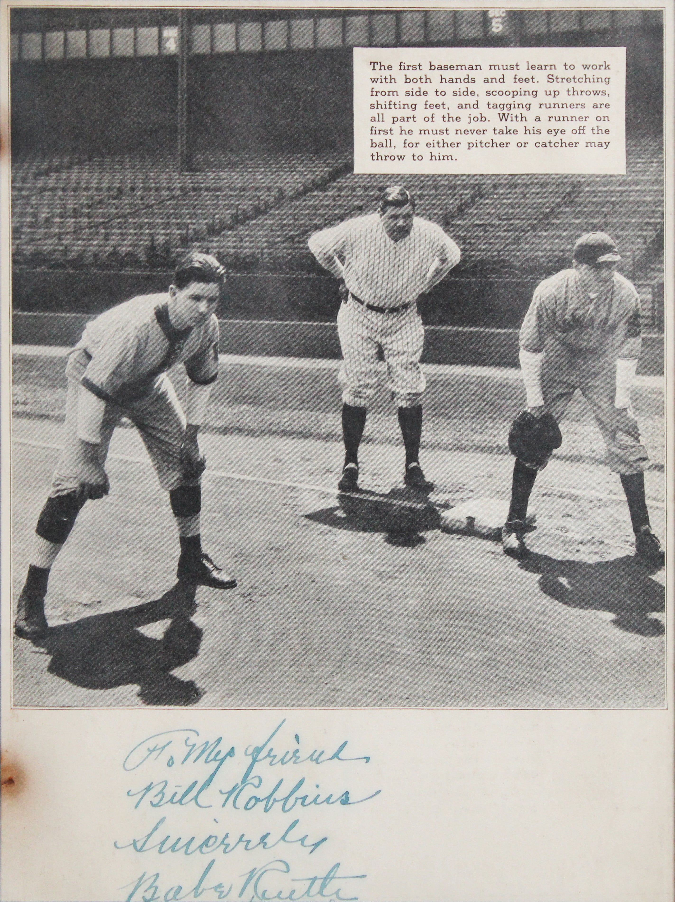 Yankees Babe Ruth "Sincerely" Signed & Framed 8x10.5 Magazine Page BAS #AE65714