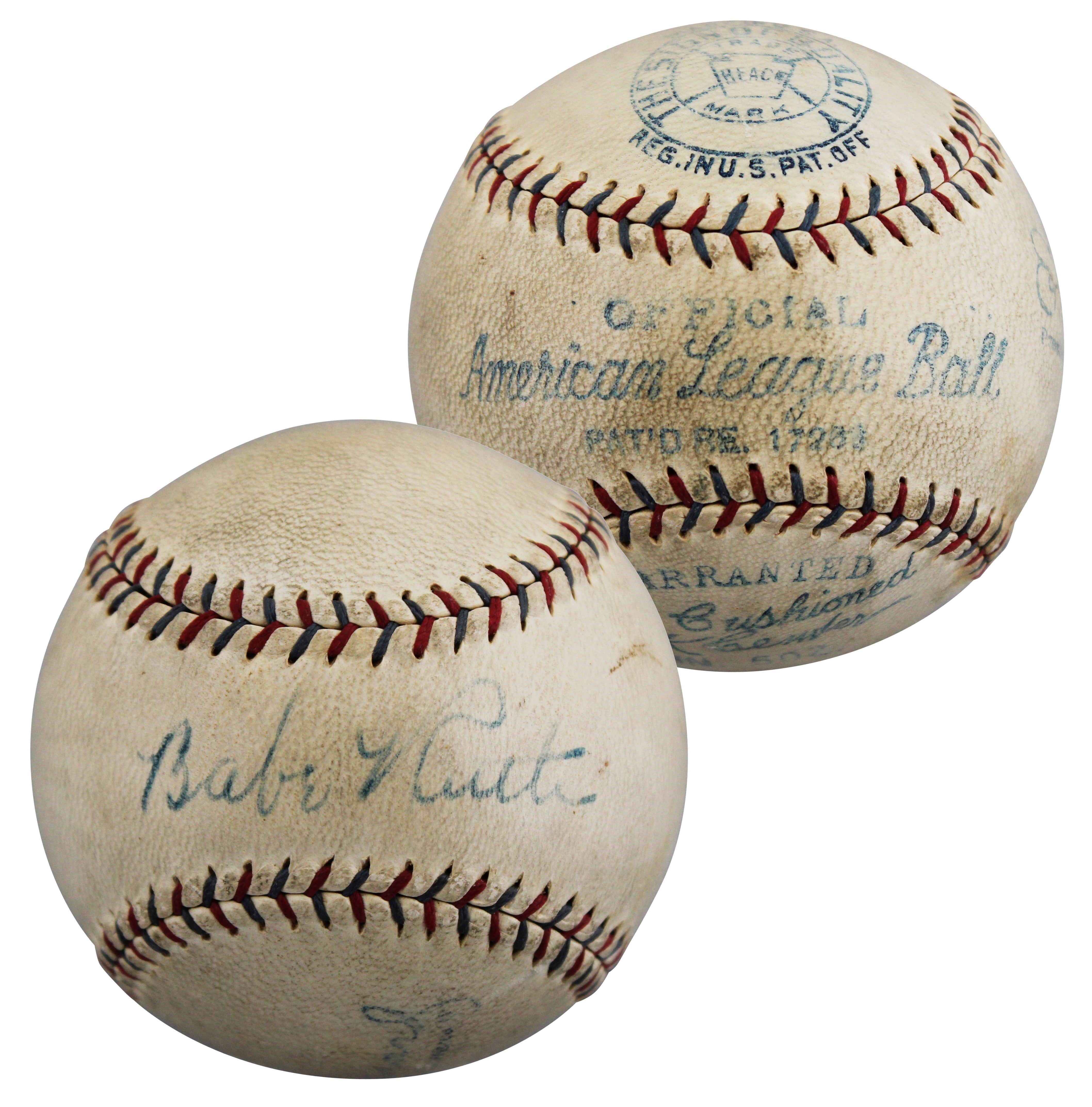 Yankees Babe Ruth Signed 1929-31 Reach Ernest Barnard OAL Baseball PSA #AS00153