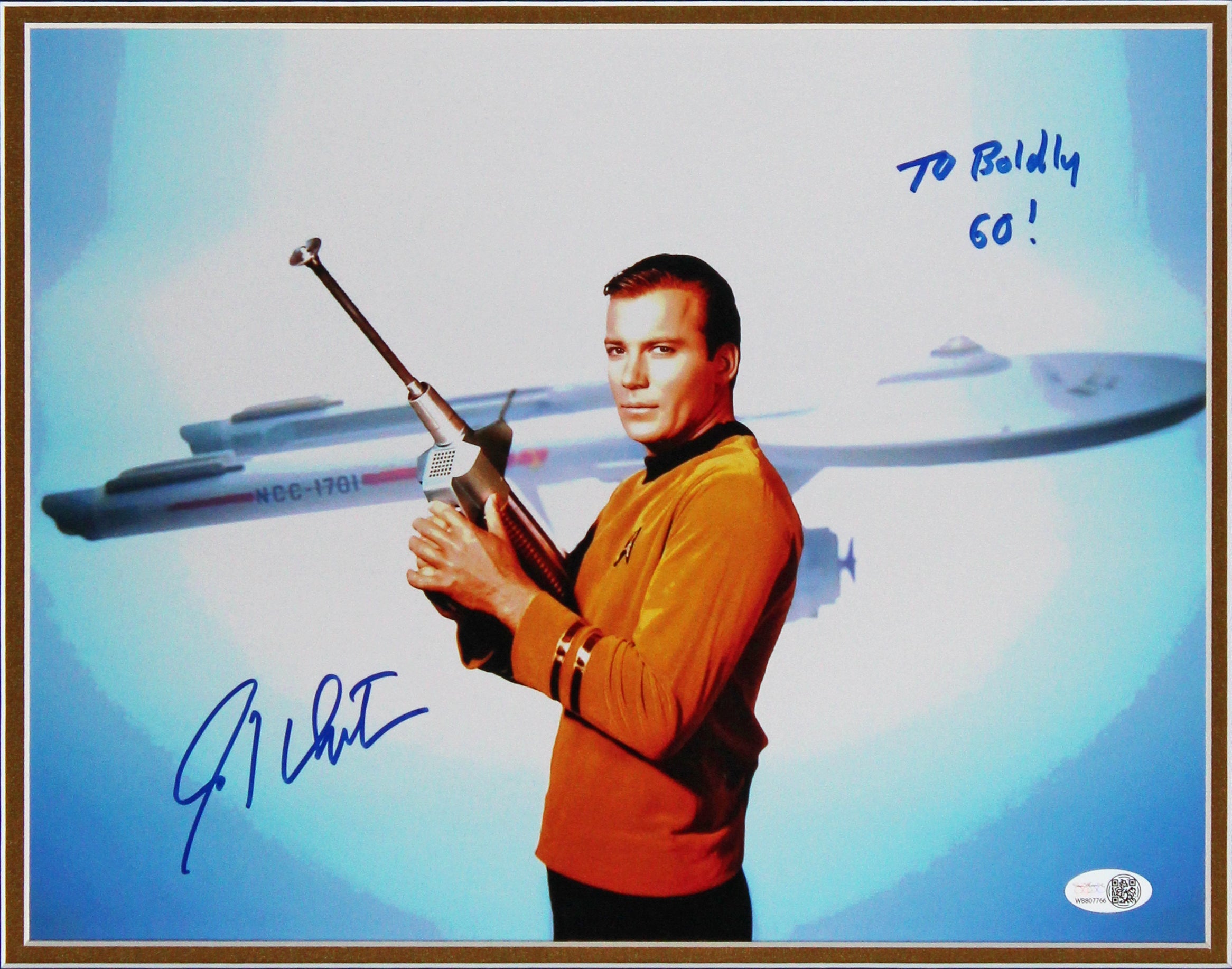 William Shatner Star Trek "To Boldly Go" Signed 11x14 Framed Photo JSA #WB807766