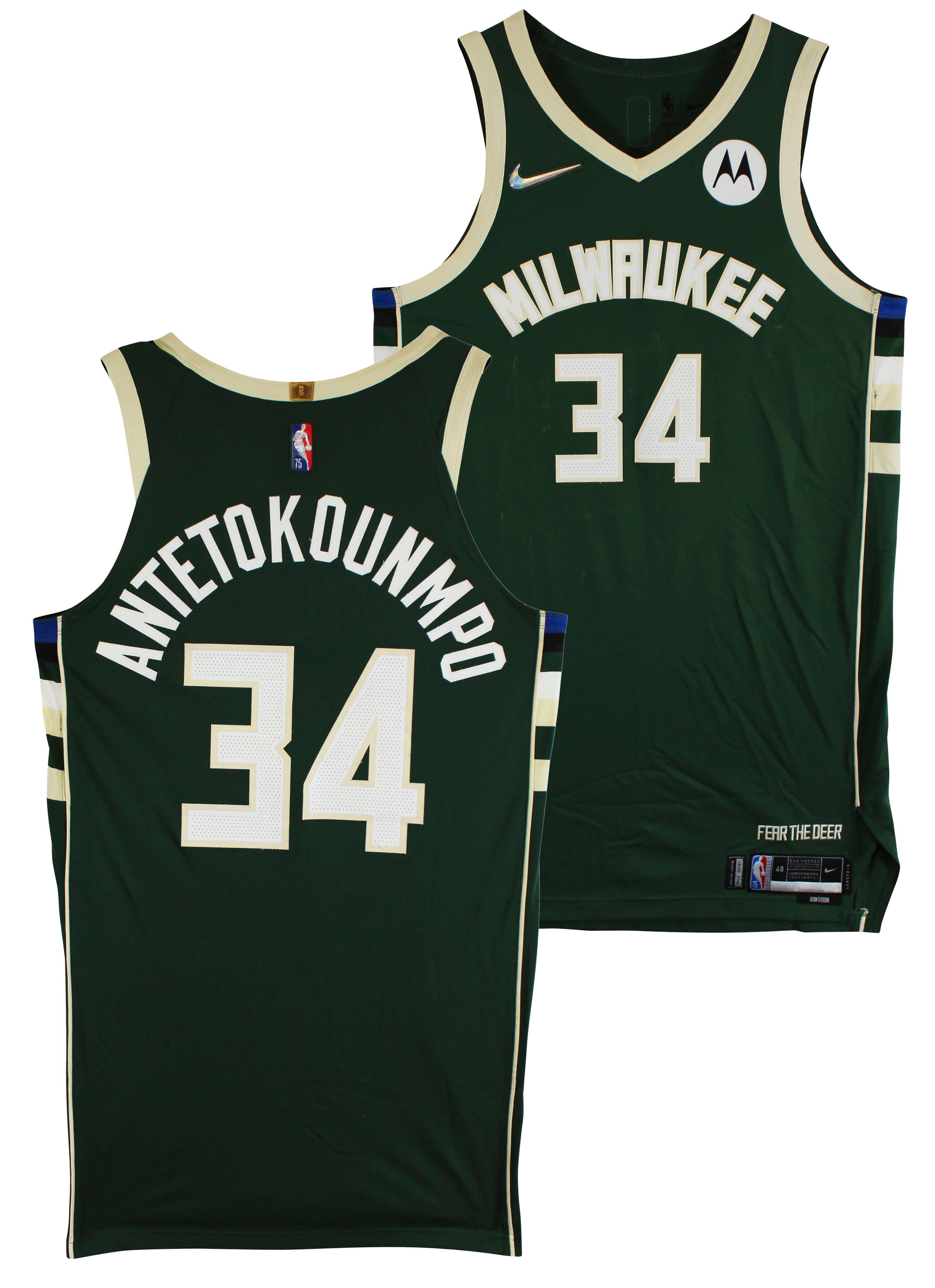 Bucks Giannis Antetokounmpo January 3, 2022 Game Used Green Nike Icon Jersey