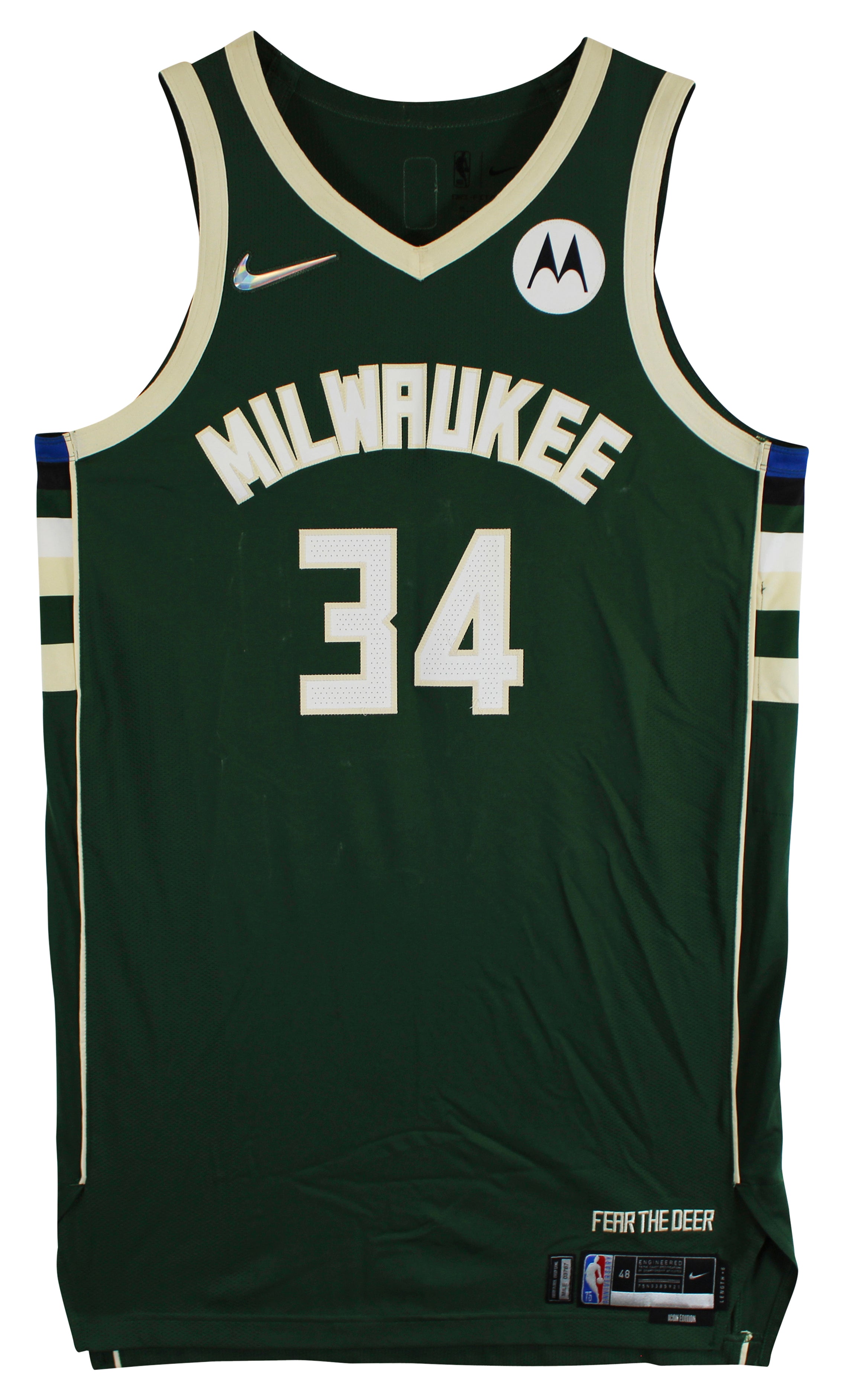 Bucks Giannis Antetokounmpo January 3, 2022 Game Used Green Nike Icon Jersey