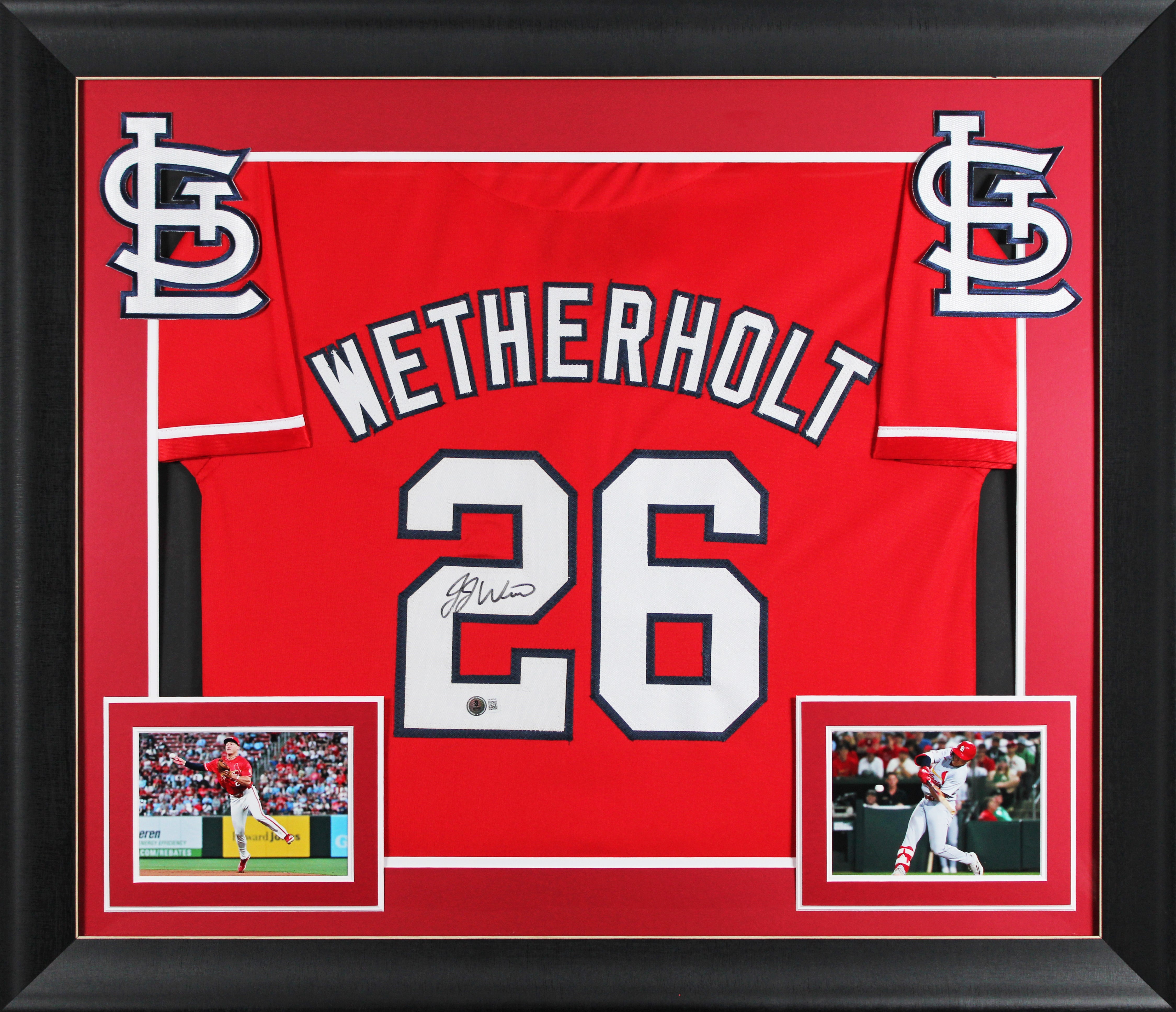 J.J. Wetherholt Authentic Signed Red Pro Style Framed Jersey BAS Witnessed