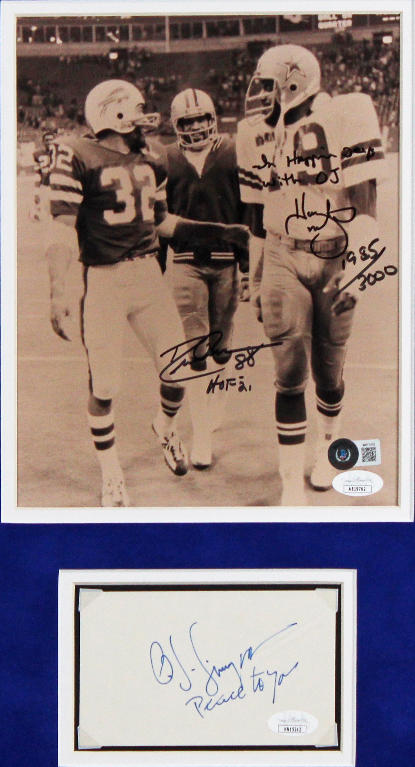 (3) Simpson, Pearson & Martin Authentic Signed Framed Display JSA & BAS