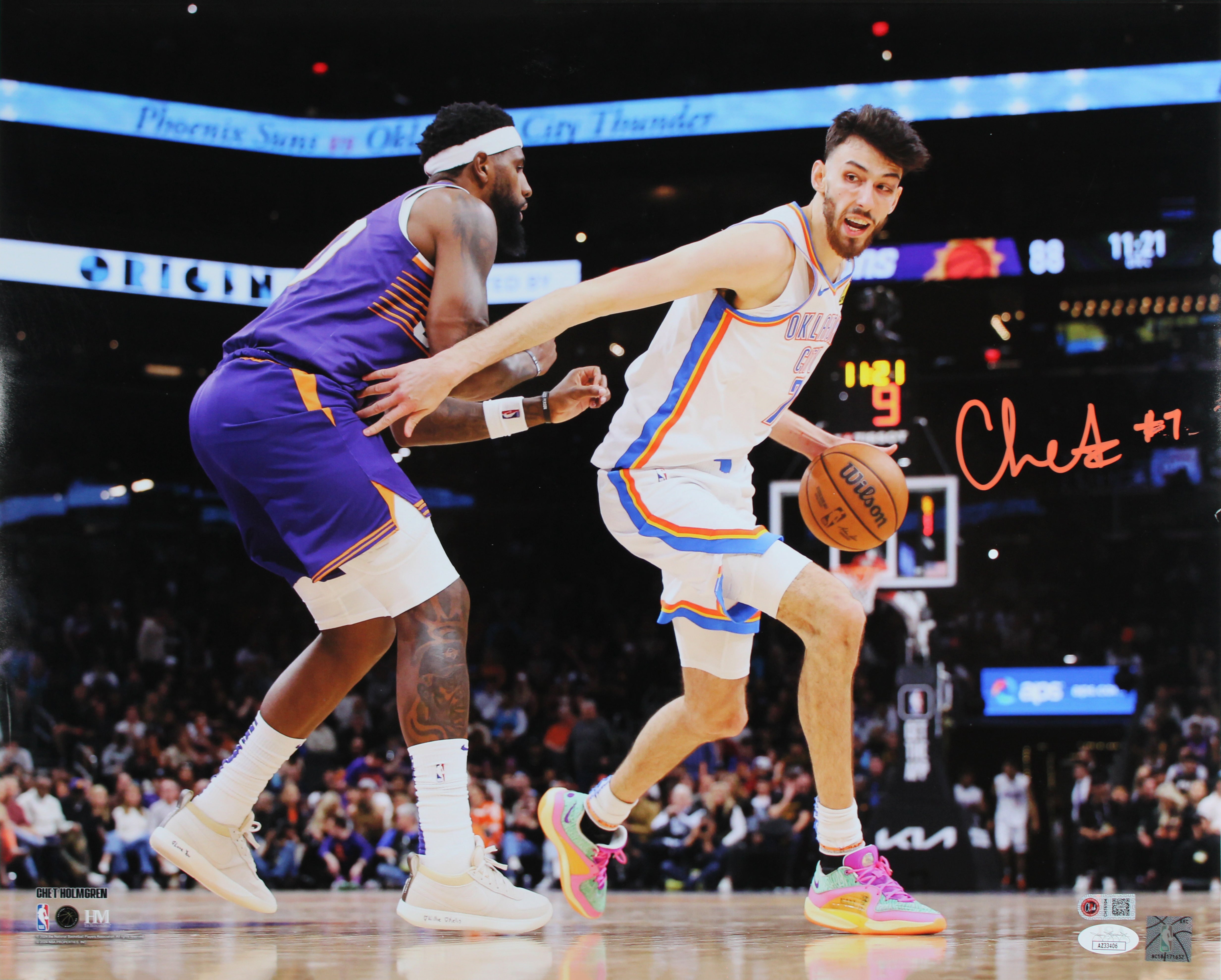 Thunder Chet Holmgren Signed 16x20 Horizontal Photo Vs Phoenix Suns JSA #AZ33406
