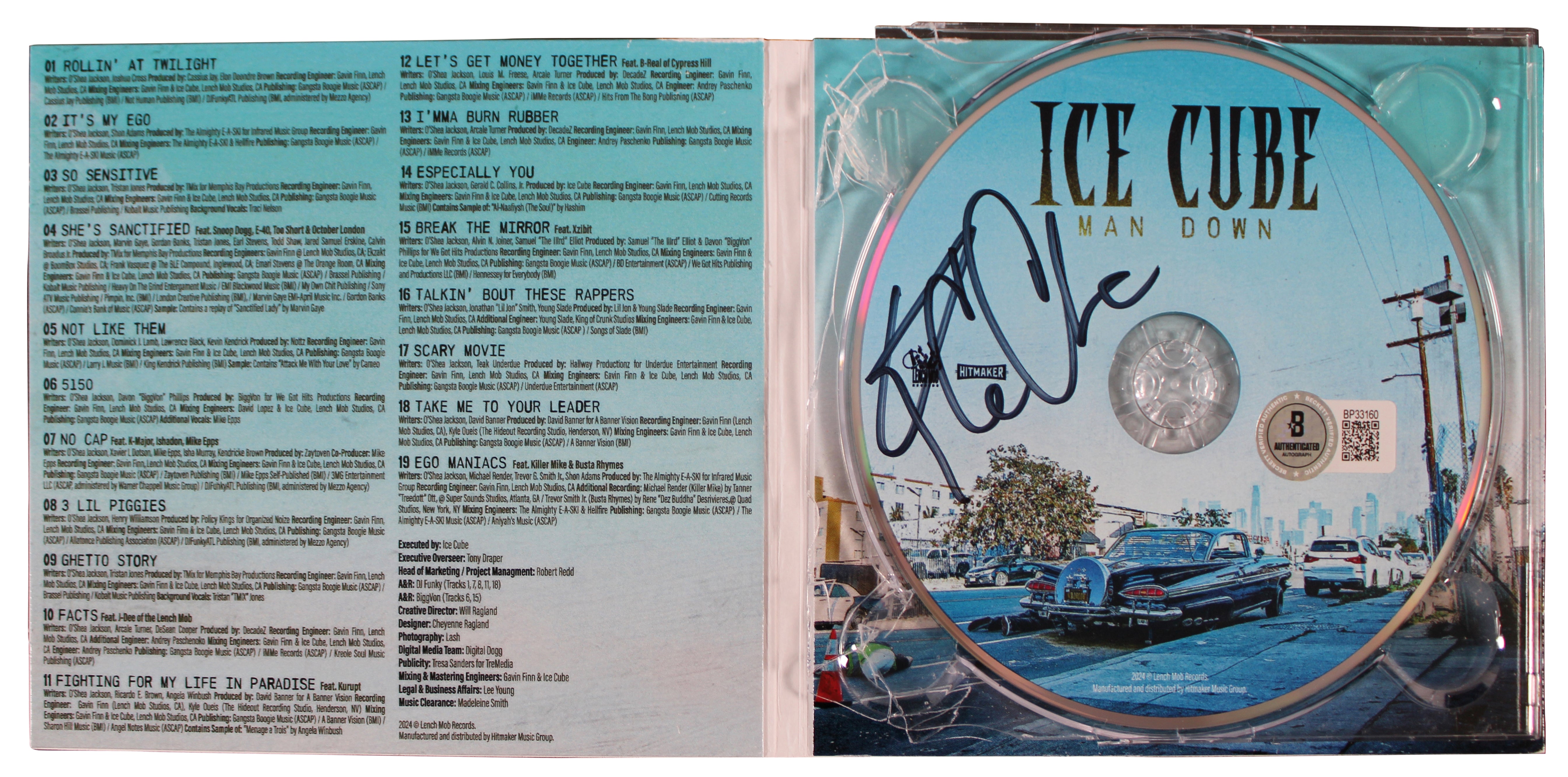 Ice Cube Authentic Signed Man Down CD Disk w/ CD Case Autographed BAS #BP33160