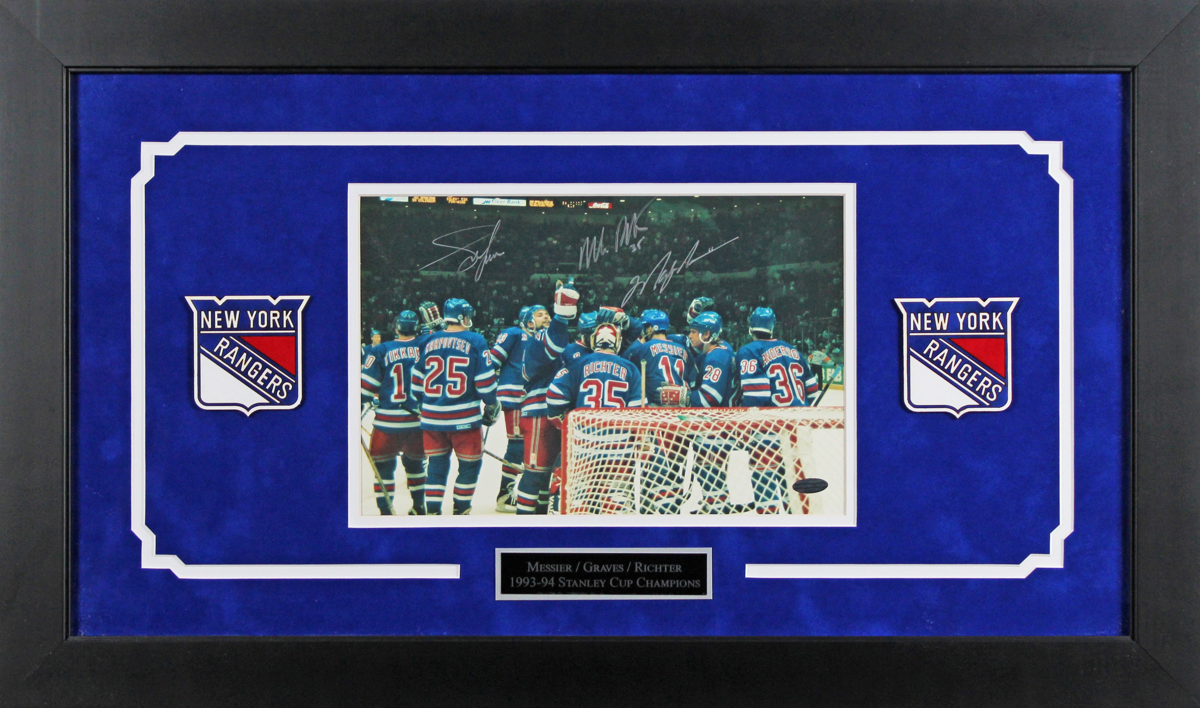 Rangers (3) Richter, Messier & Graves Signed 8.5x11 Framed Photo Steiner