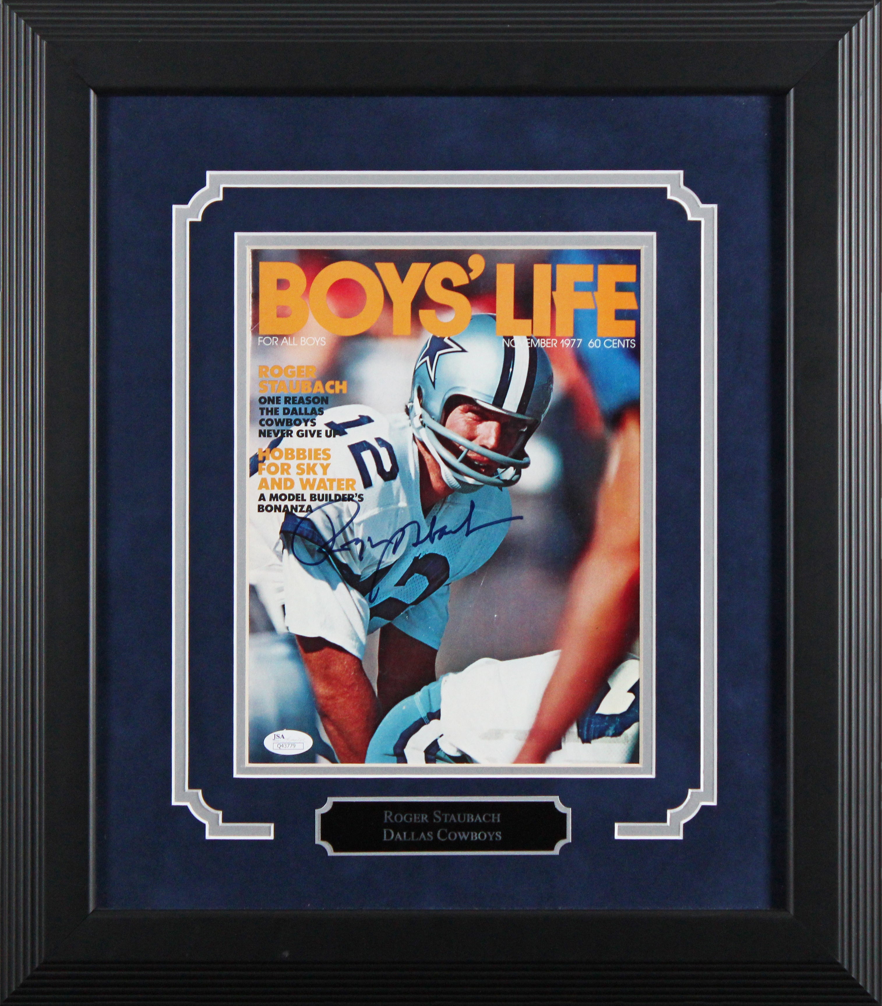 Cowboys Roger Staubach Signed & Framed 1977 Boys Life Magazine Cover JSA #Q43779