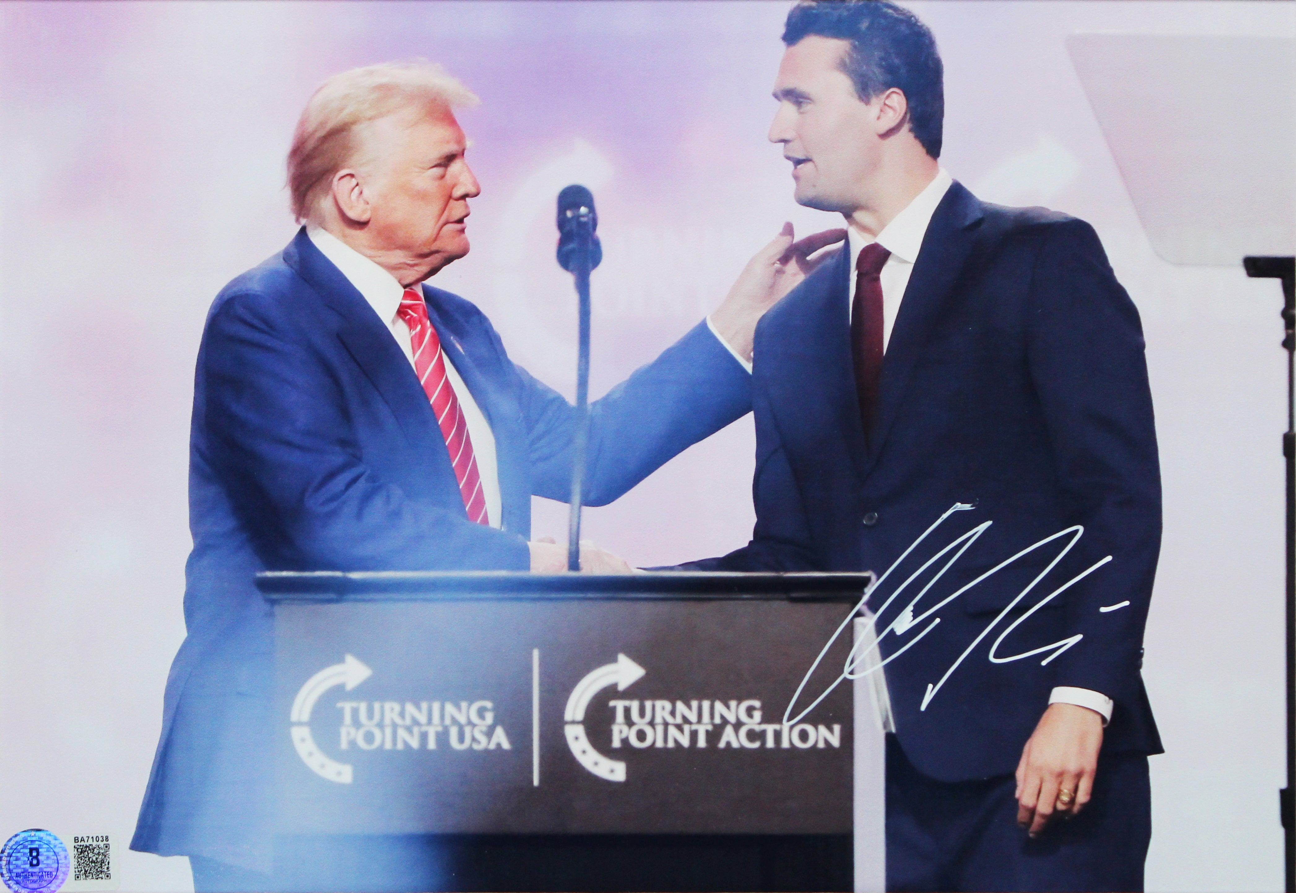 Donald J. Trump & Charlie Kirk Authentic Signed Framed Display BAS & JSA