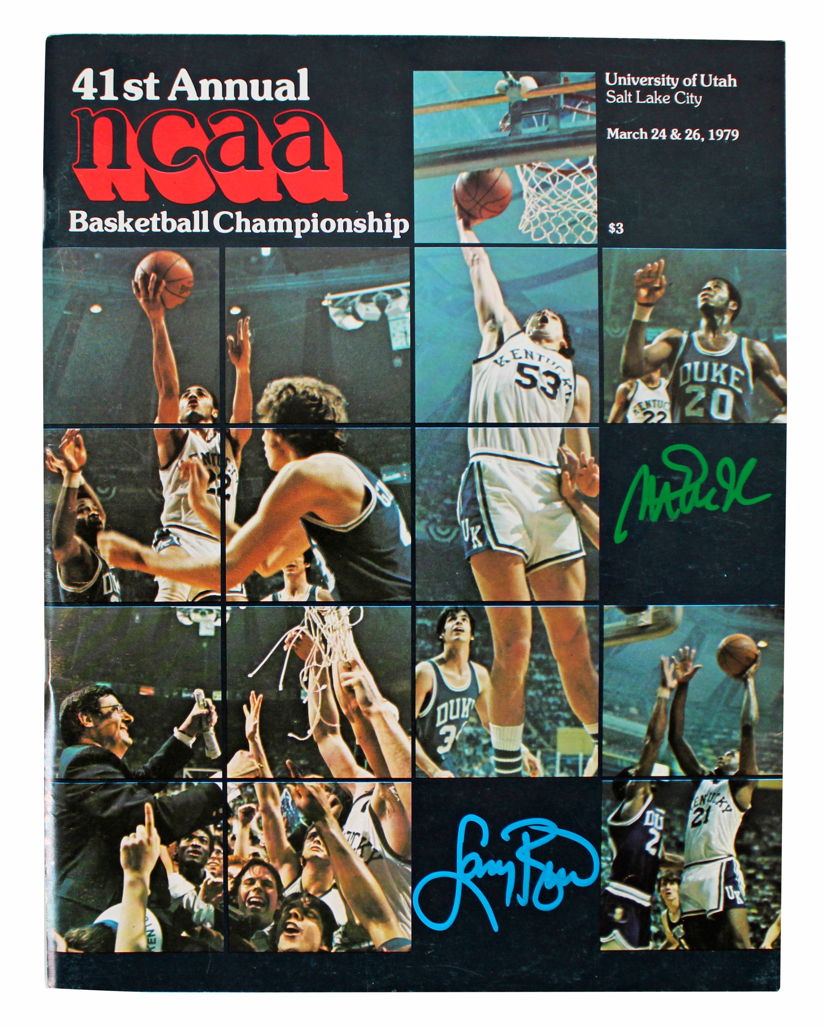 Magic Johnson & Larry Bird Signed 1979 NCAA Tournament Program BAS Wit #1W867915