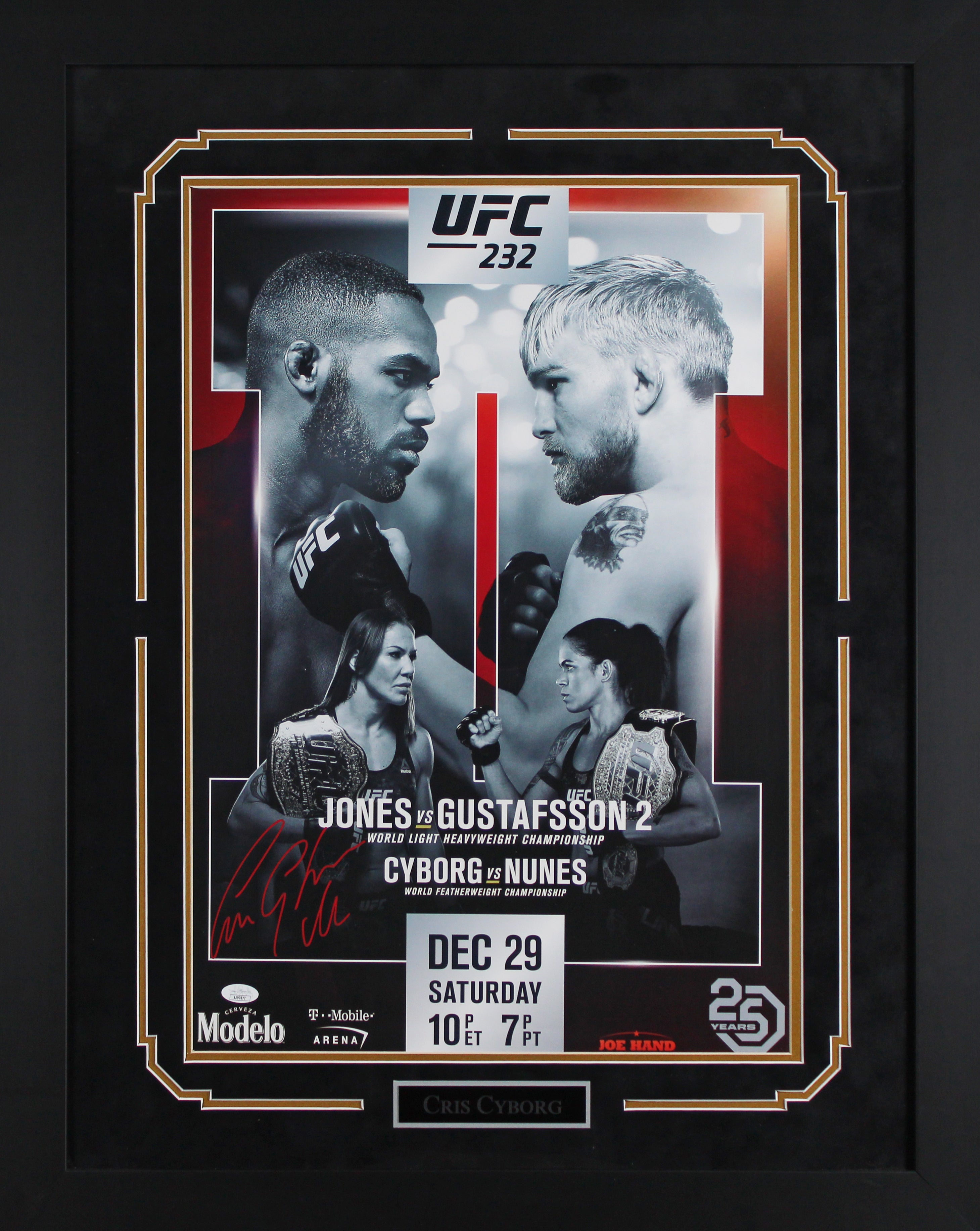 Cris Cyborg Authentic Signed & Framed 16x24 UFC 232 Poster JSA #AJ97877