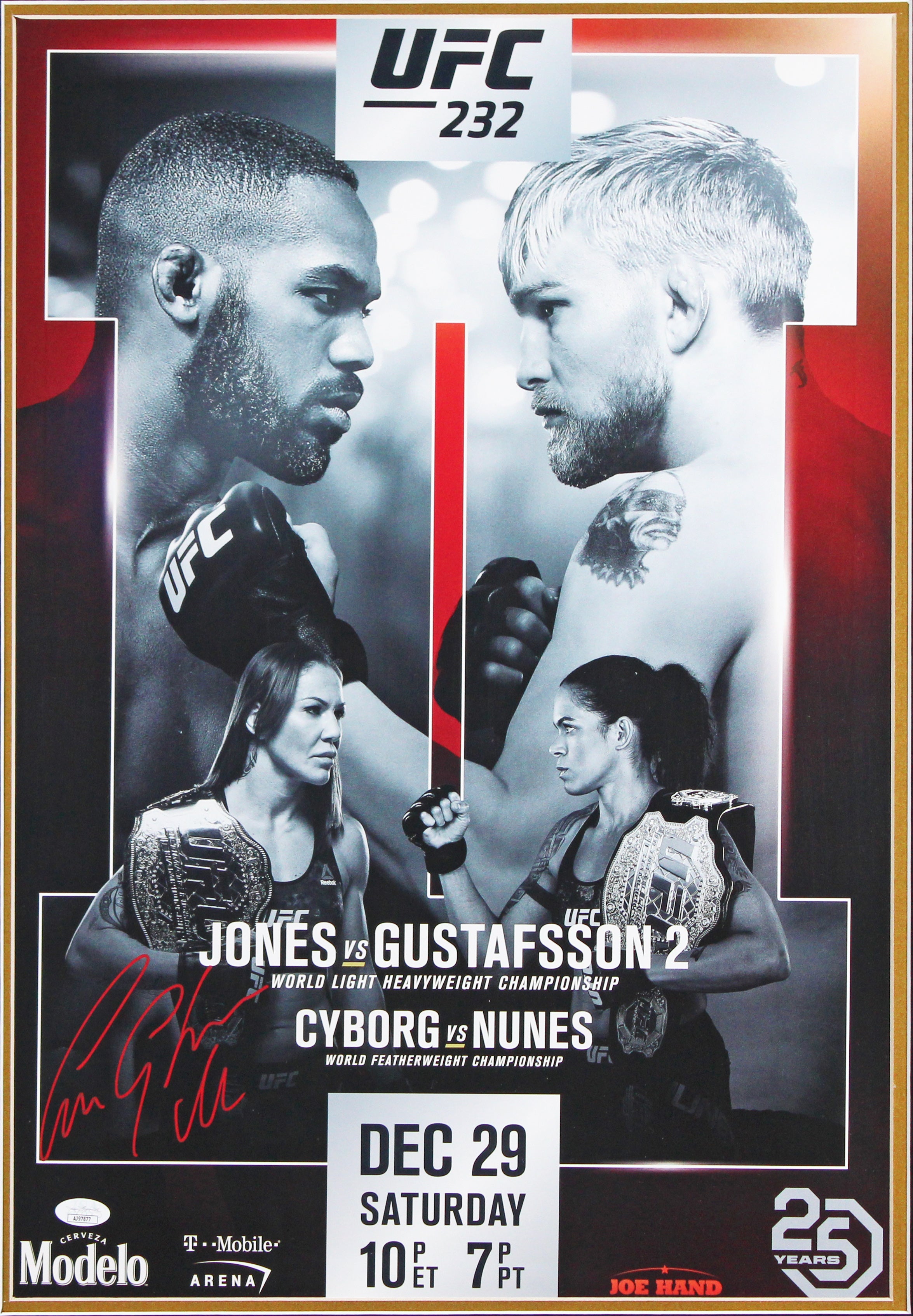 Cris Cyborg Authentic Signed & Framed 16x24 UFC 232 Poster JSA #AJ97877
