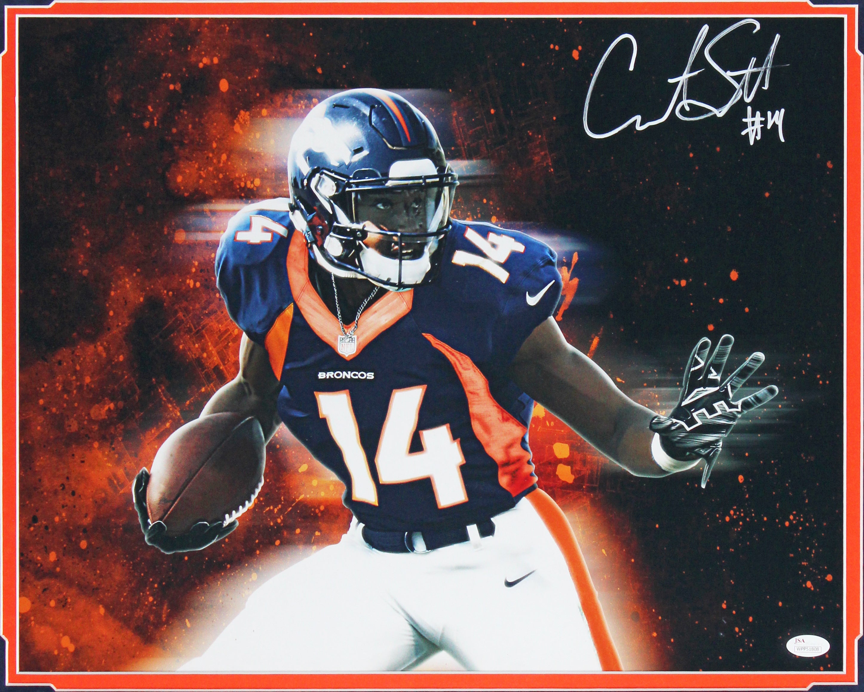 Broncos Courtland Sutton Authentic Signed 16x20 Framed Photo JSA #WPP51808