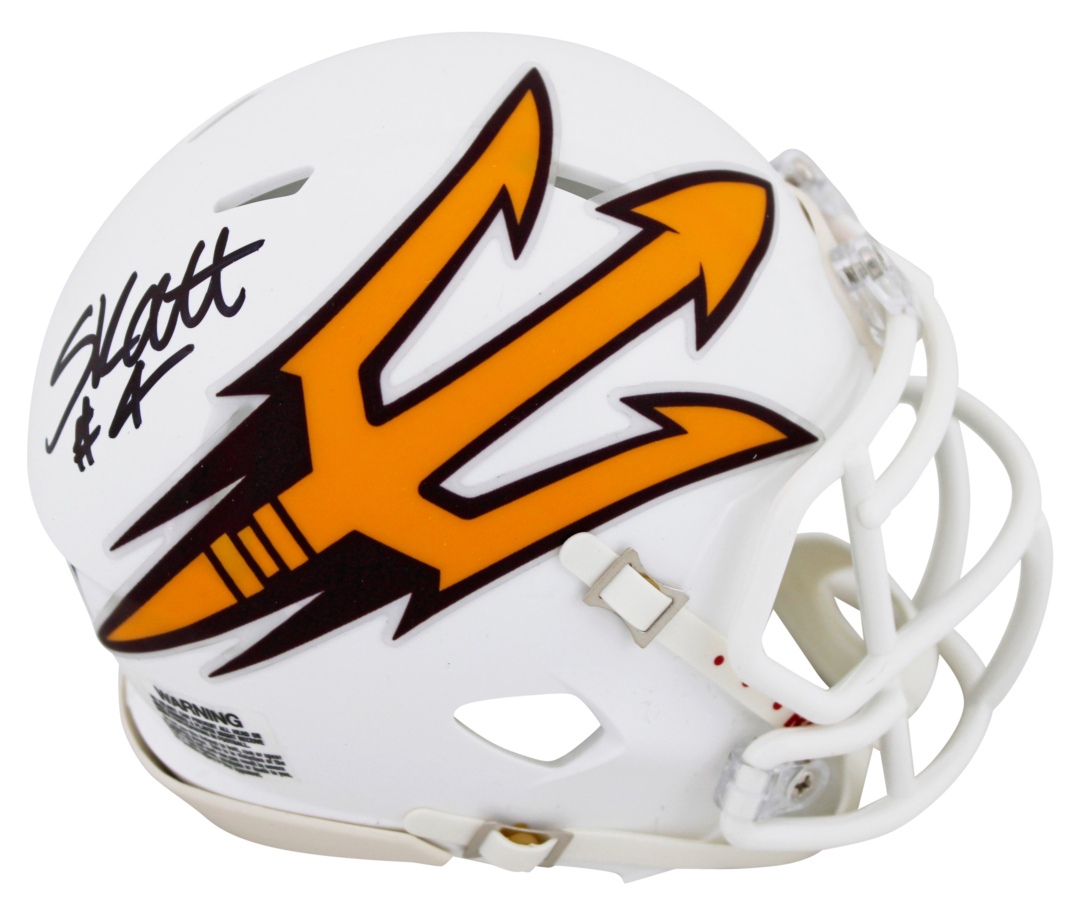 Arizona State Cameron Skattebo Signed White Speed Mini Helmet W/ Case BAS Wit