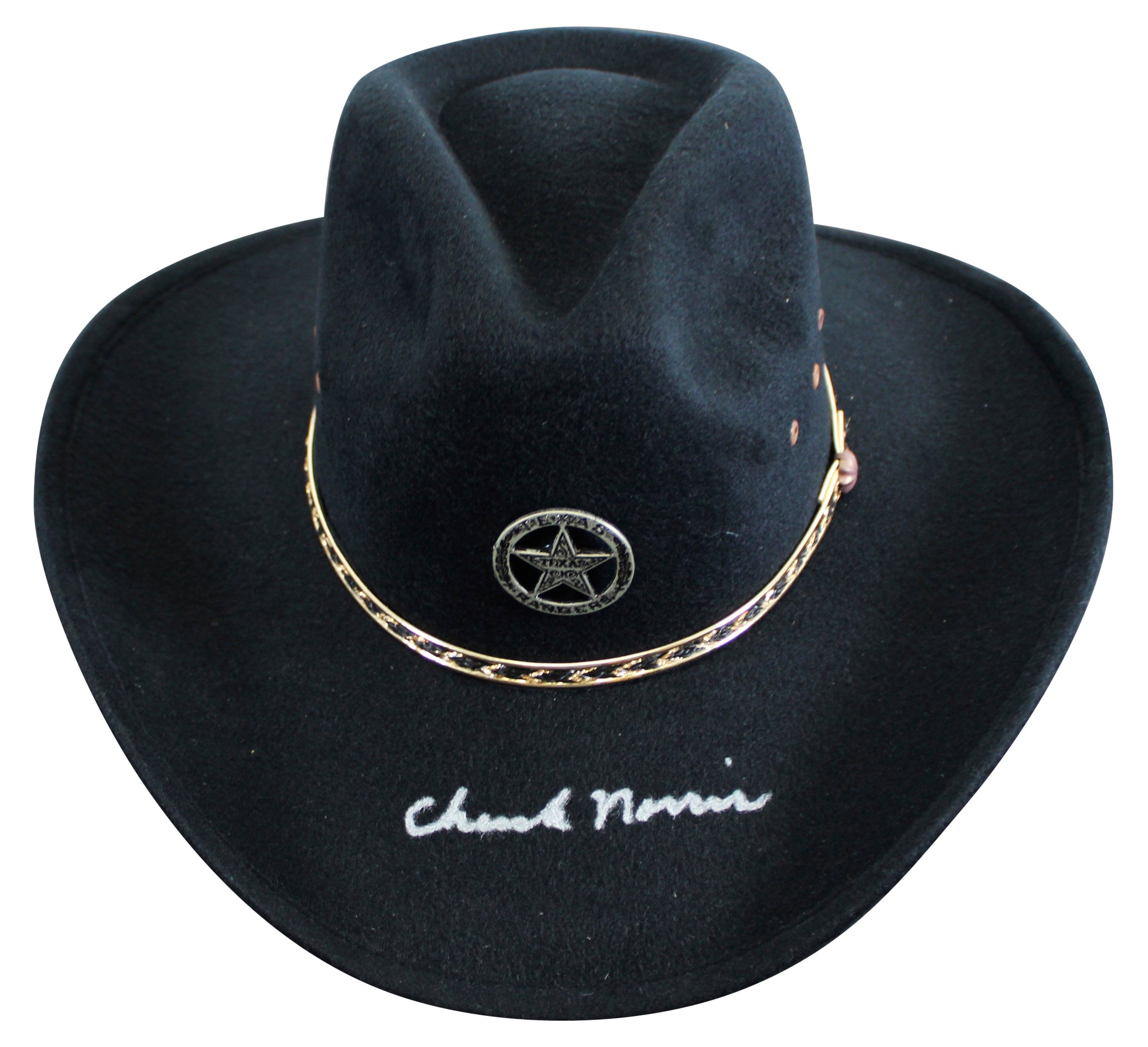 Chuck Norris Walker, Texas Ranger Authentic Signed Black Cowboy Hat JSA Wit