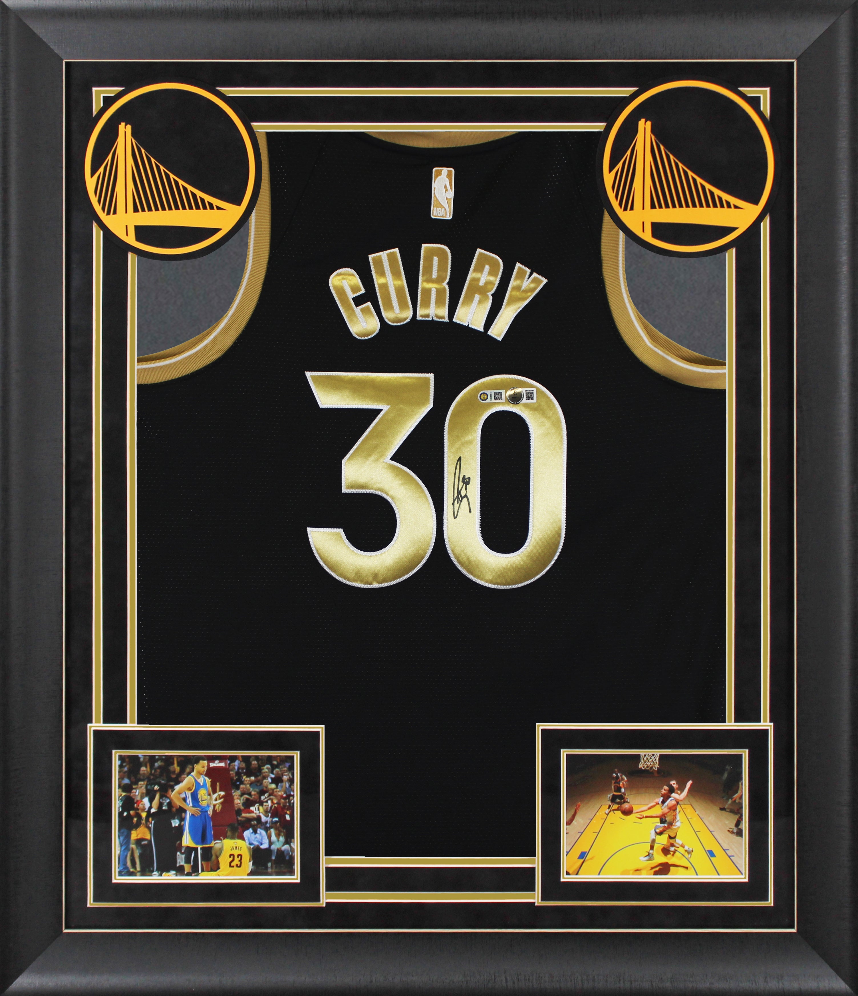 Warriors Stephen Curry Signed Black Jordan Brand Nike SC Ed. Framed Jersey BAS W