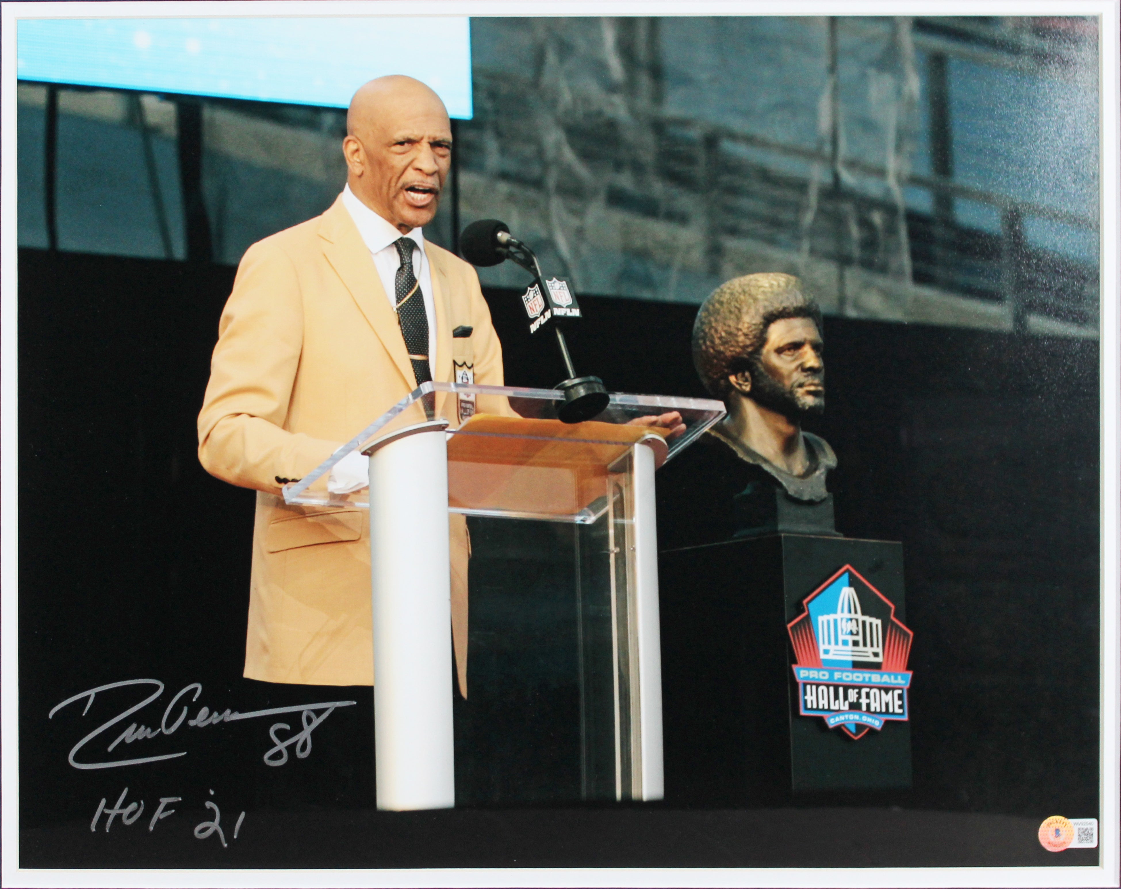 Drew Pearson "HOF 21" Signed 16x20 Framed Horizontal Photo BAS Witness #WV92540