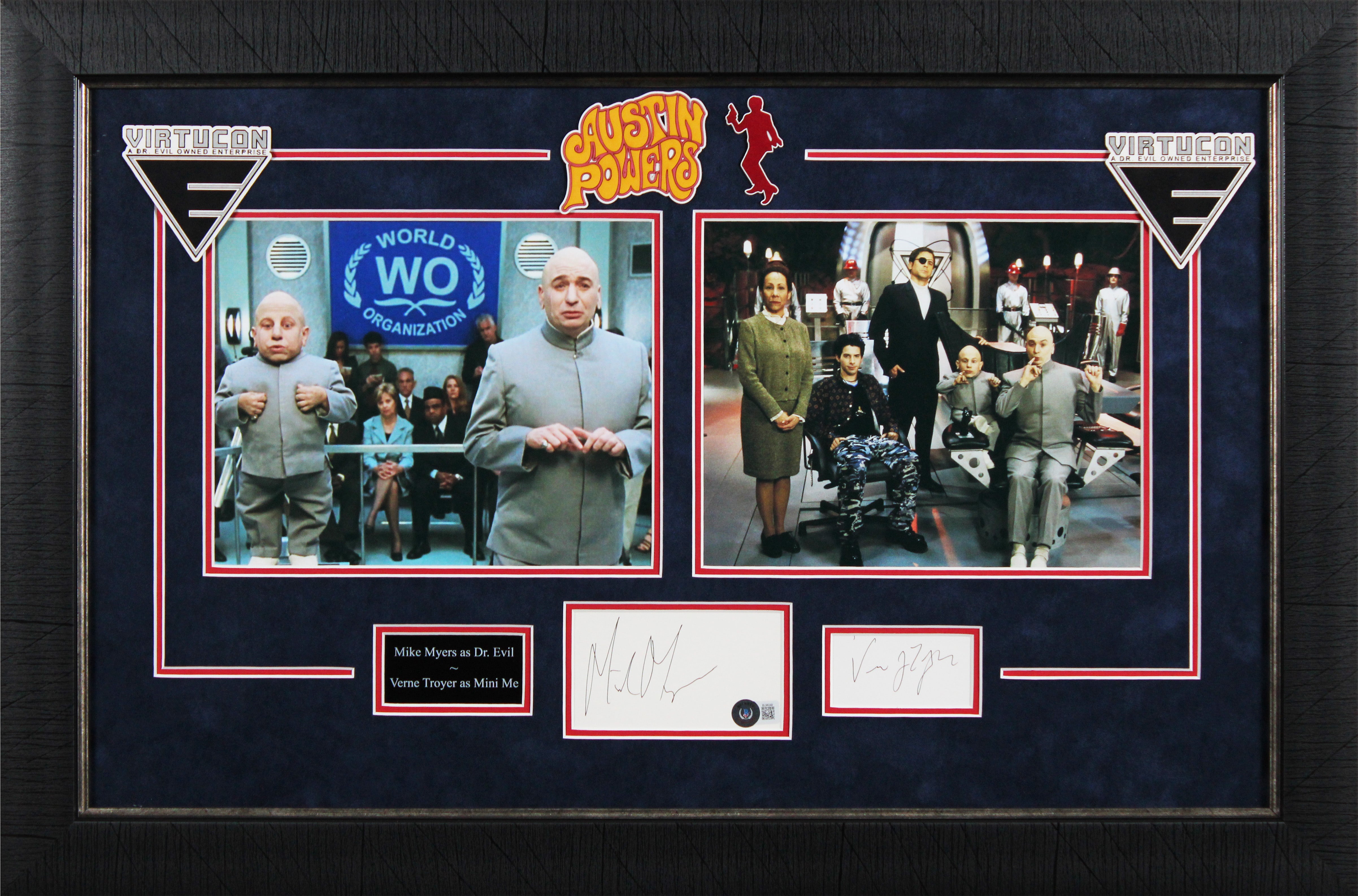 Mike Myers & Verne Troyer Austin Powers Signed Framed Display BAS #BL98249